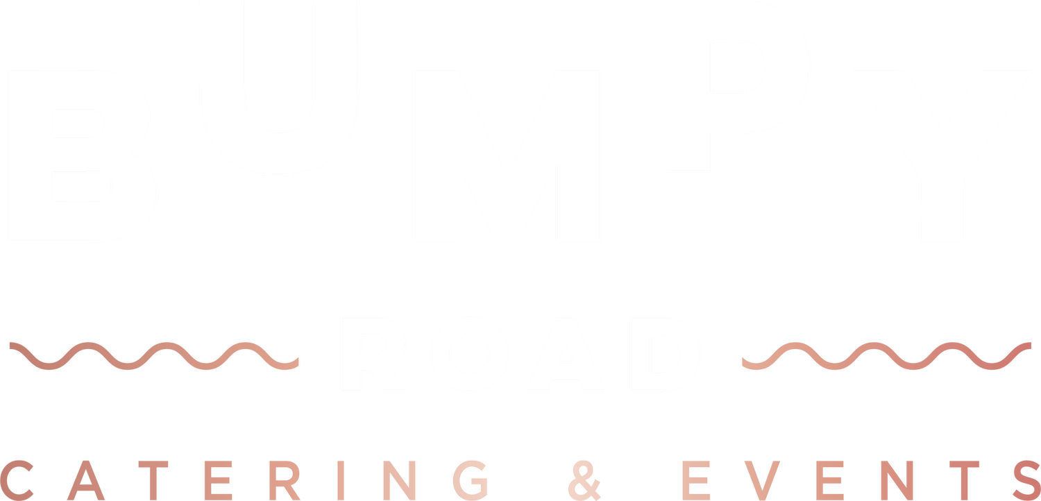 Bold text that reads 'BUMPY ROAD' with decorative wavy lines, and below it smaller text that reads 'CATERING & EVENTS'.