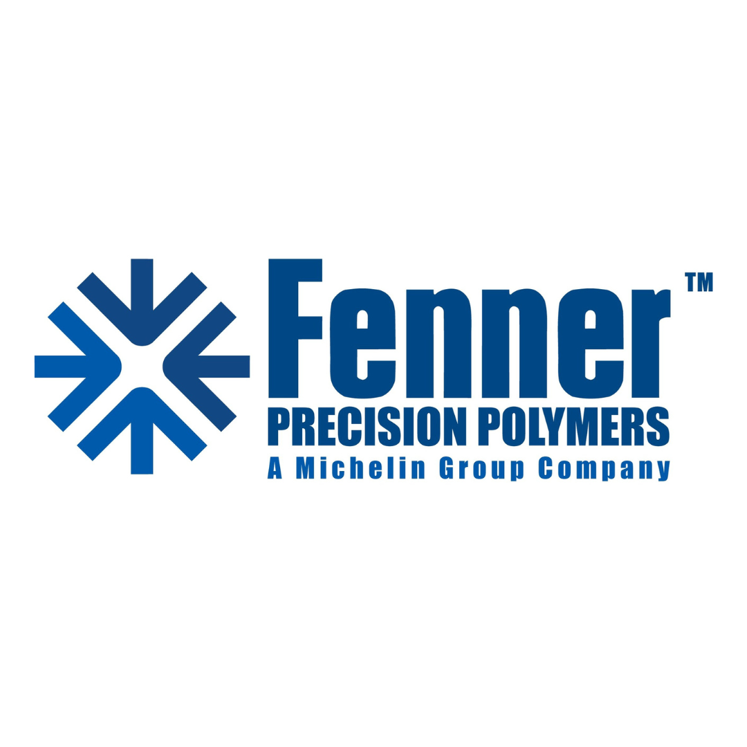 Fenner Precision Polymers logo featuring blue text and a snowflake-like symbol, with the tagline "A Michelin Group Company."