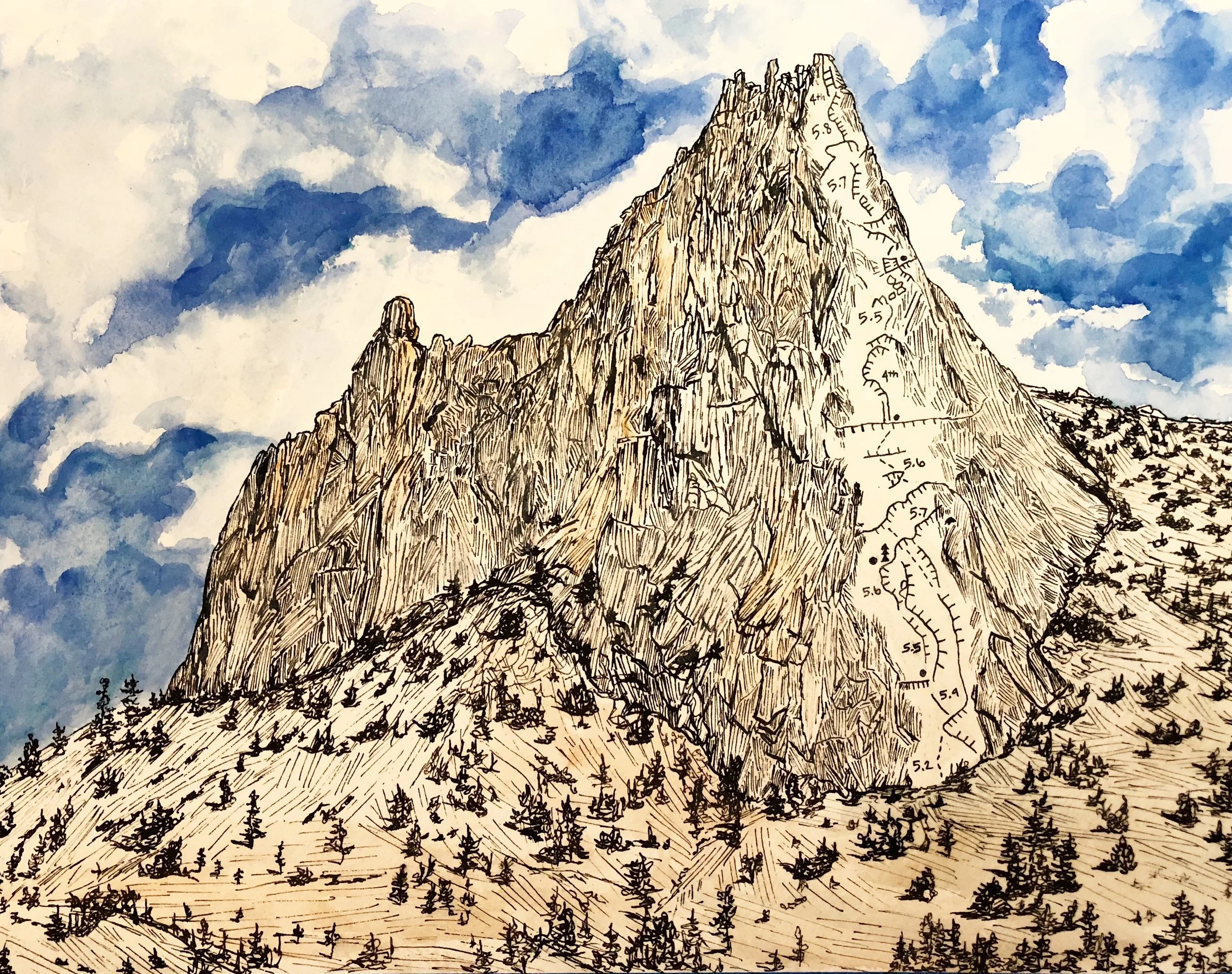 Cathedral Peak (Original Route of the Southeast Buttress) Print