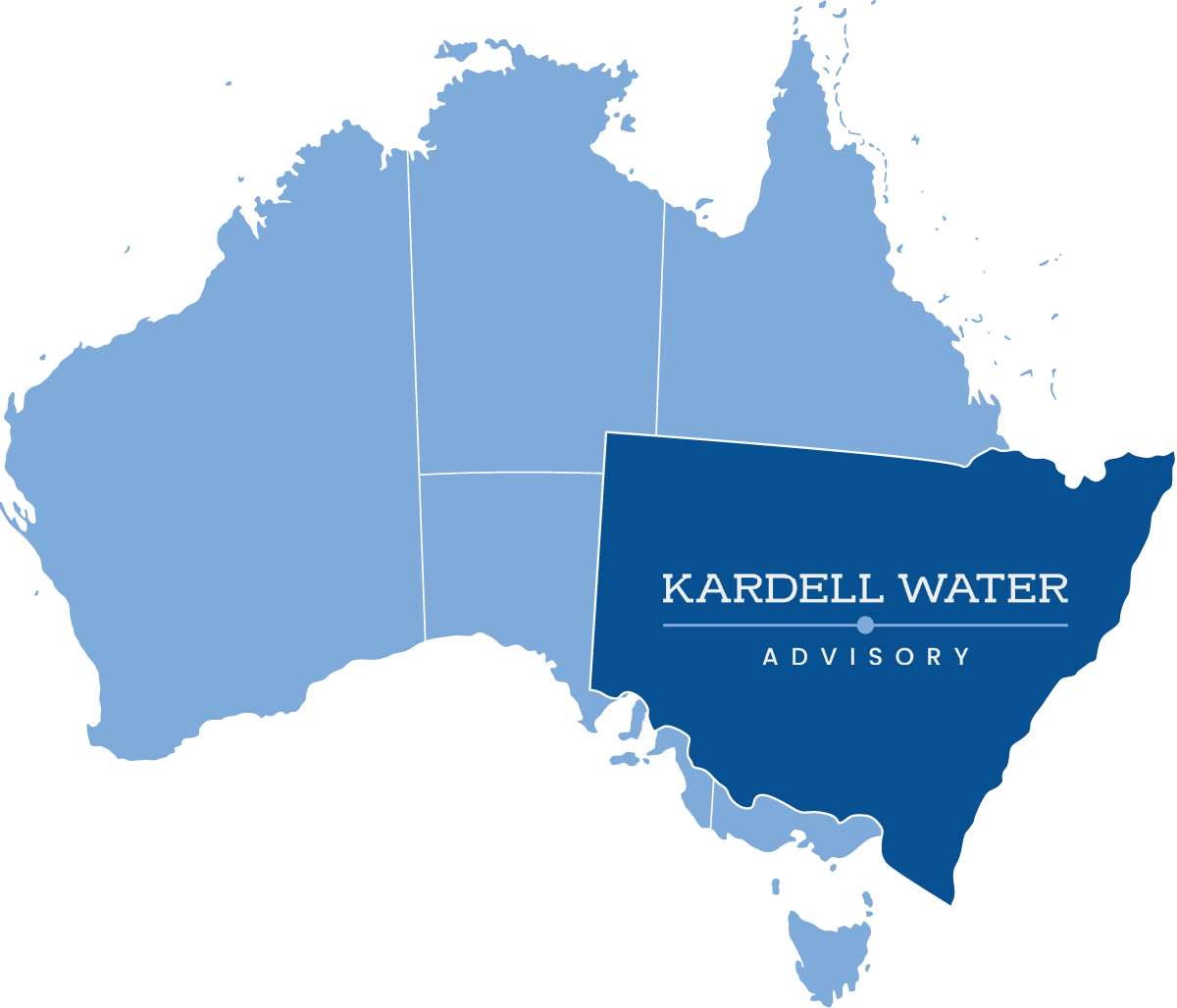 map of Australia with New South Wales highlighted to showcase the area Kardell Water Advisory services