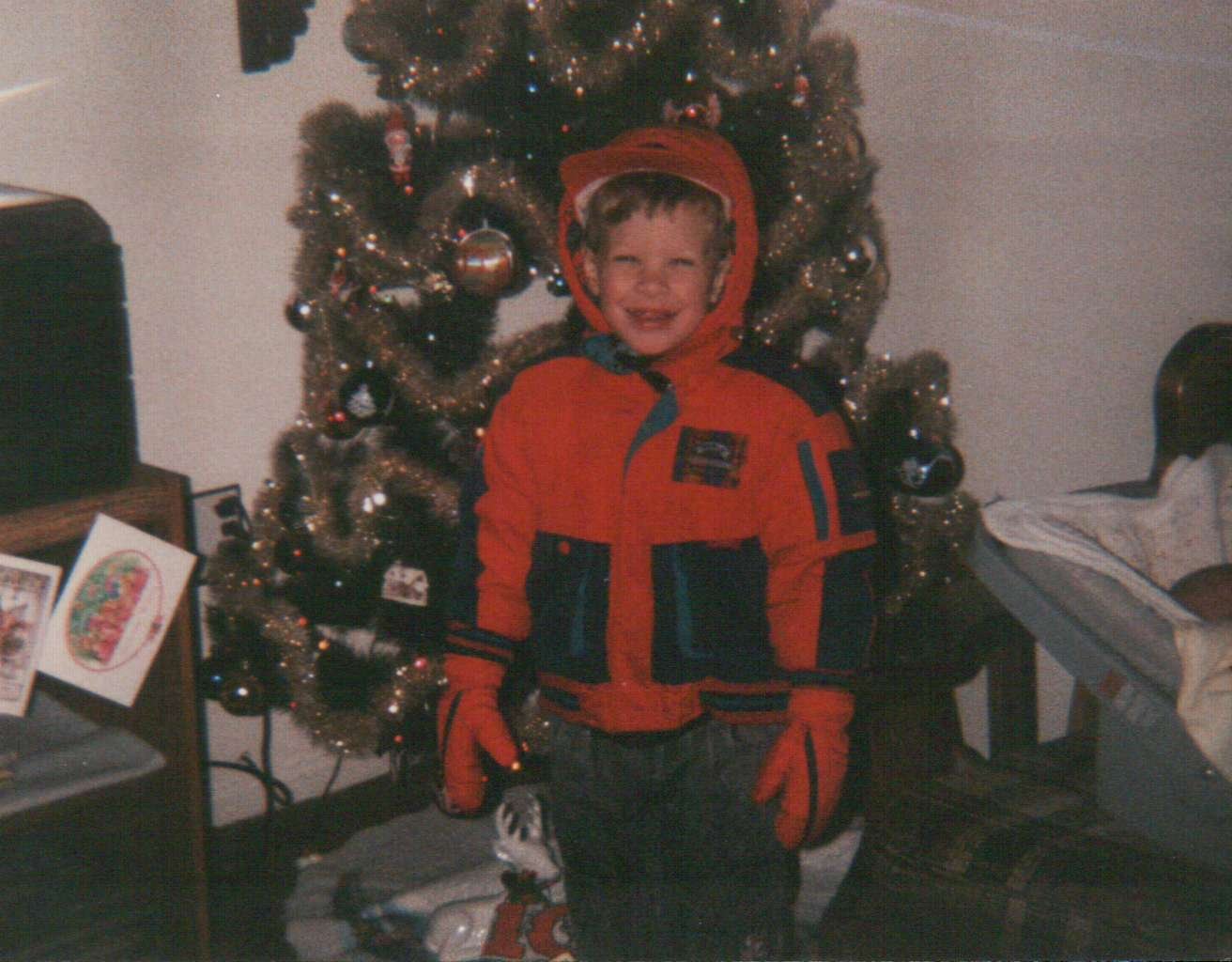 Me all bundled up ready to test out my new bike on Christmas morning.