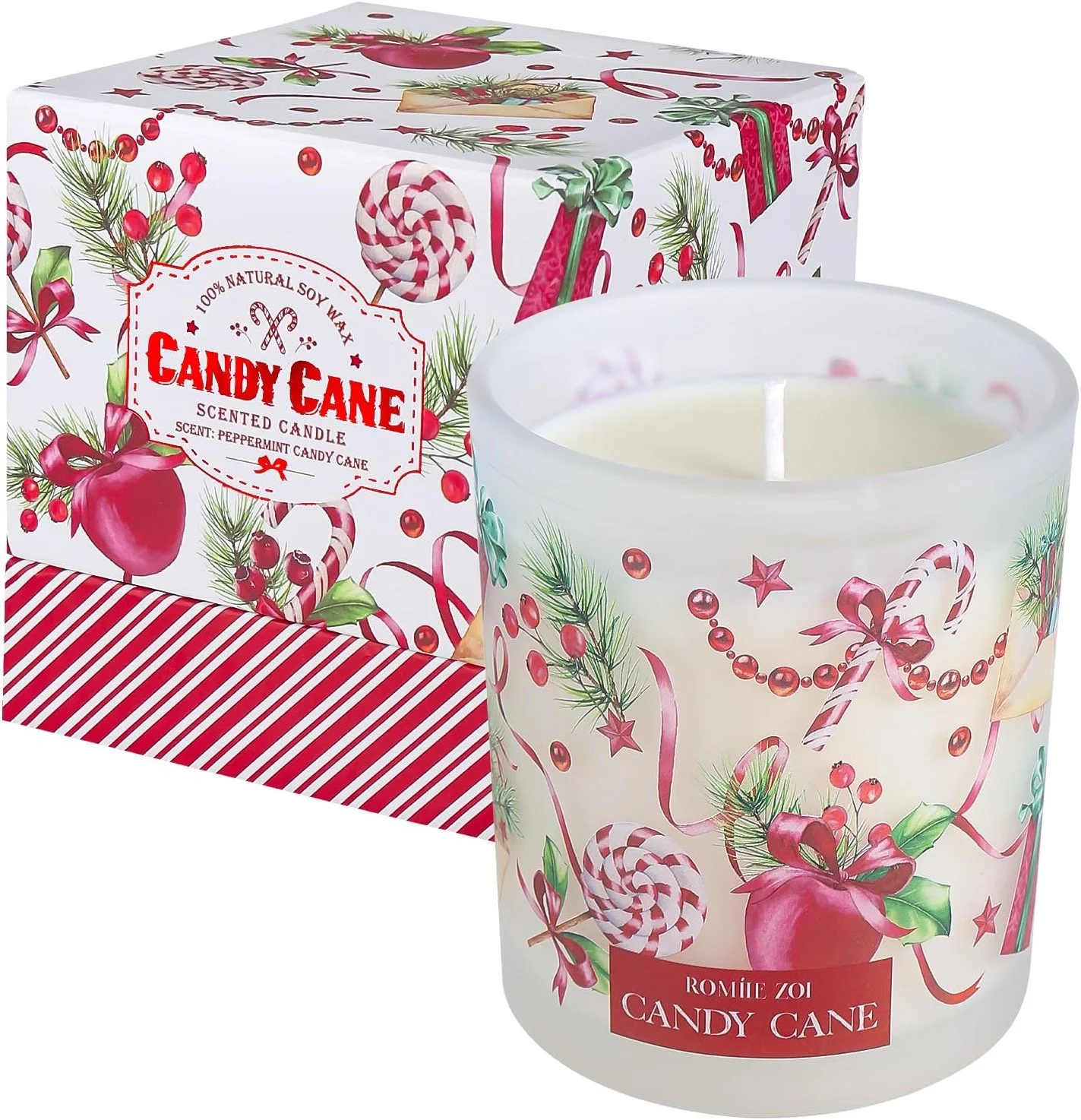 Candy Cane Christmas Candle