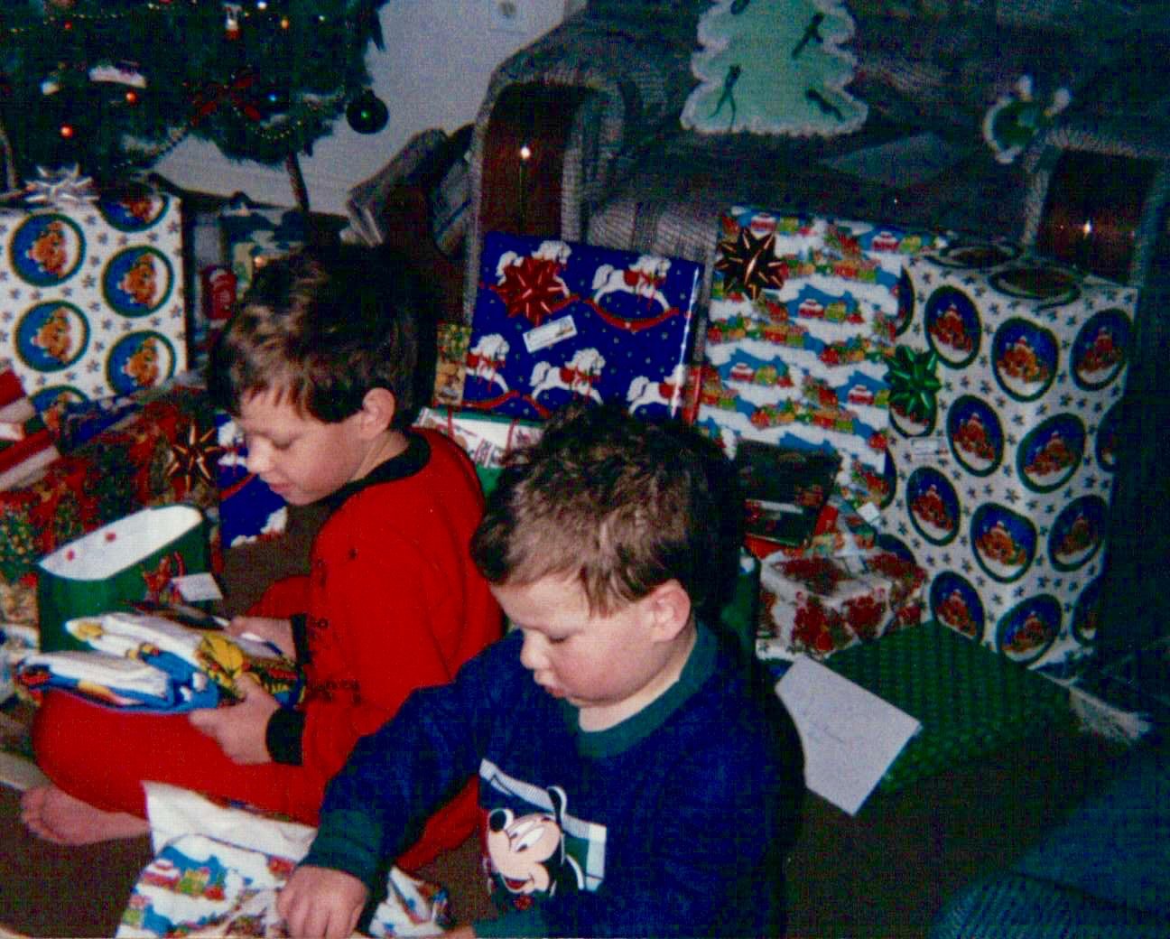 Me and my brother, Kevin on Christmas morning.