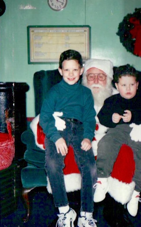 My Brother, Kevin and I with Santa.