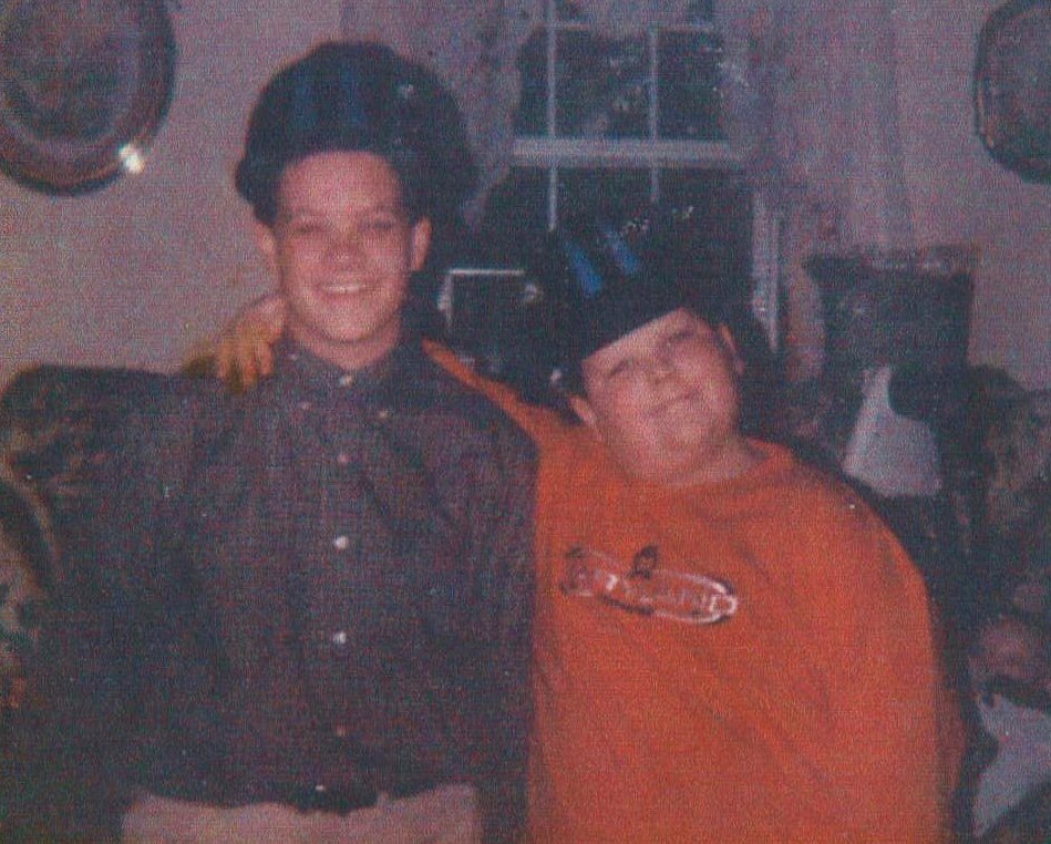 Me and my brother, Kevin sporting our Baltimore Raven's hard hats on Christmas Day at Mommom's.