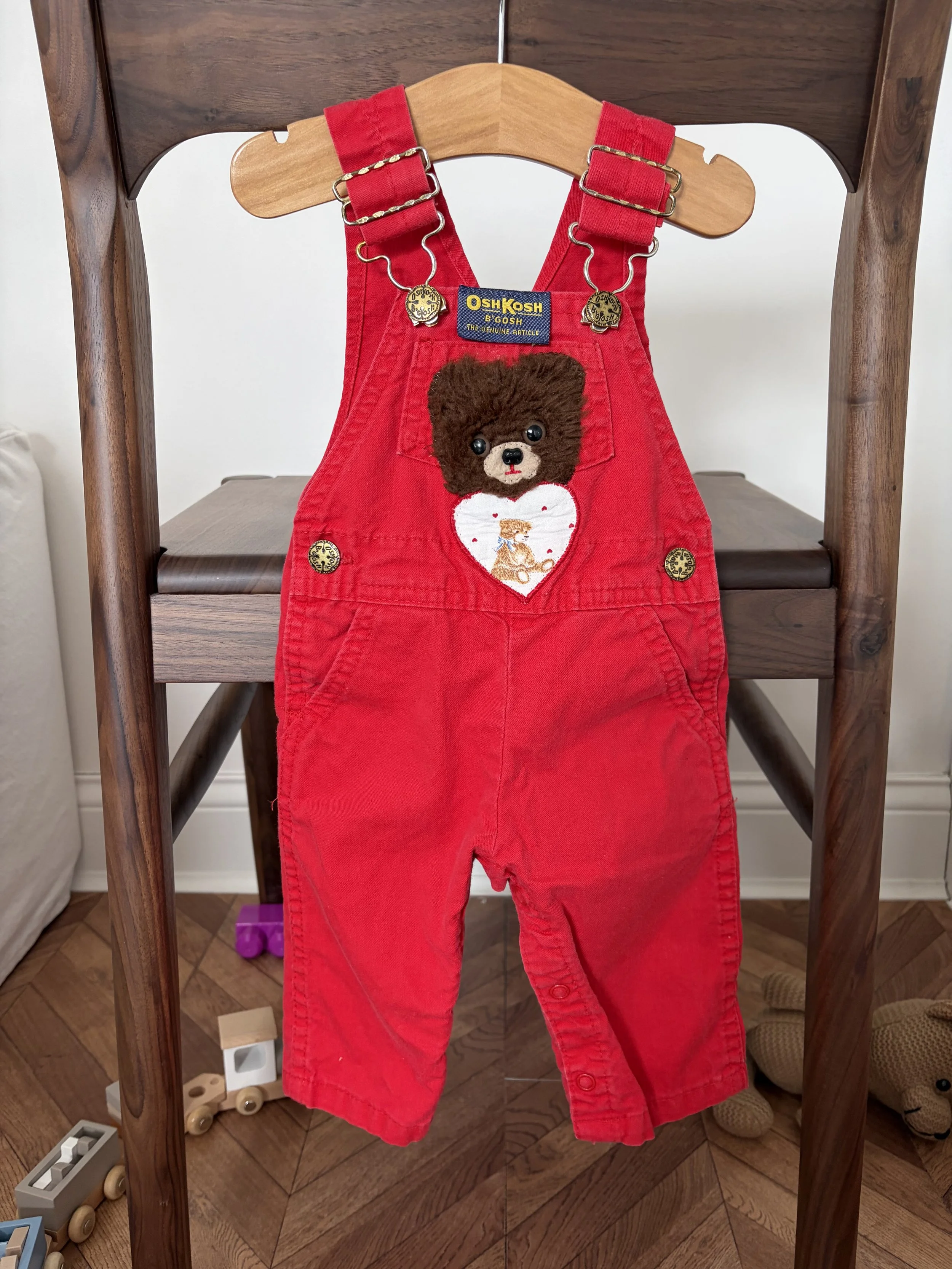 Red Fuzzy bear Overalls