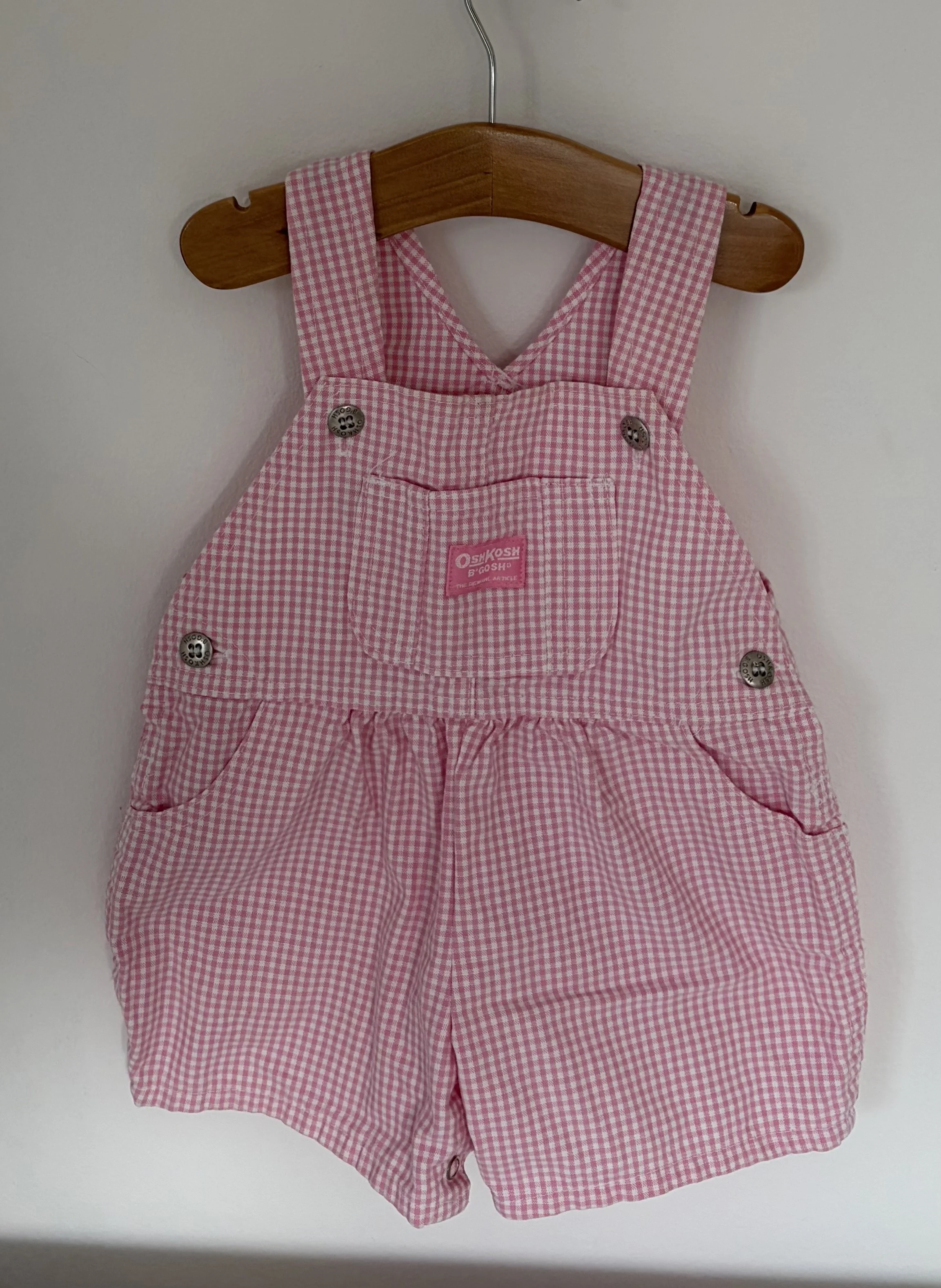 Pink Gingham Overalls
