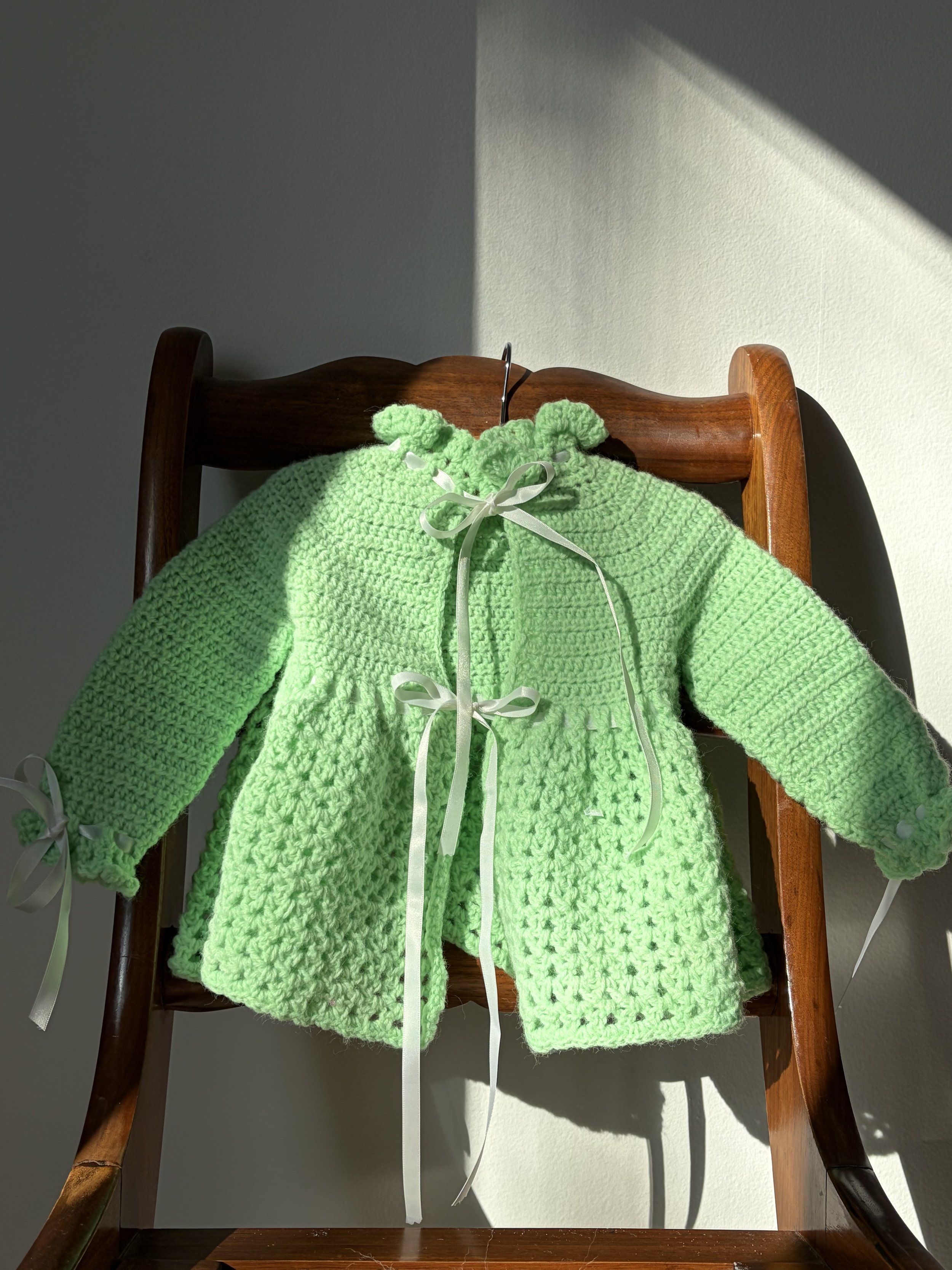 Pistachio Crochet Jacket & Bonnet Set