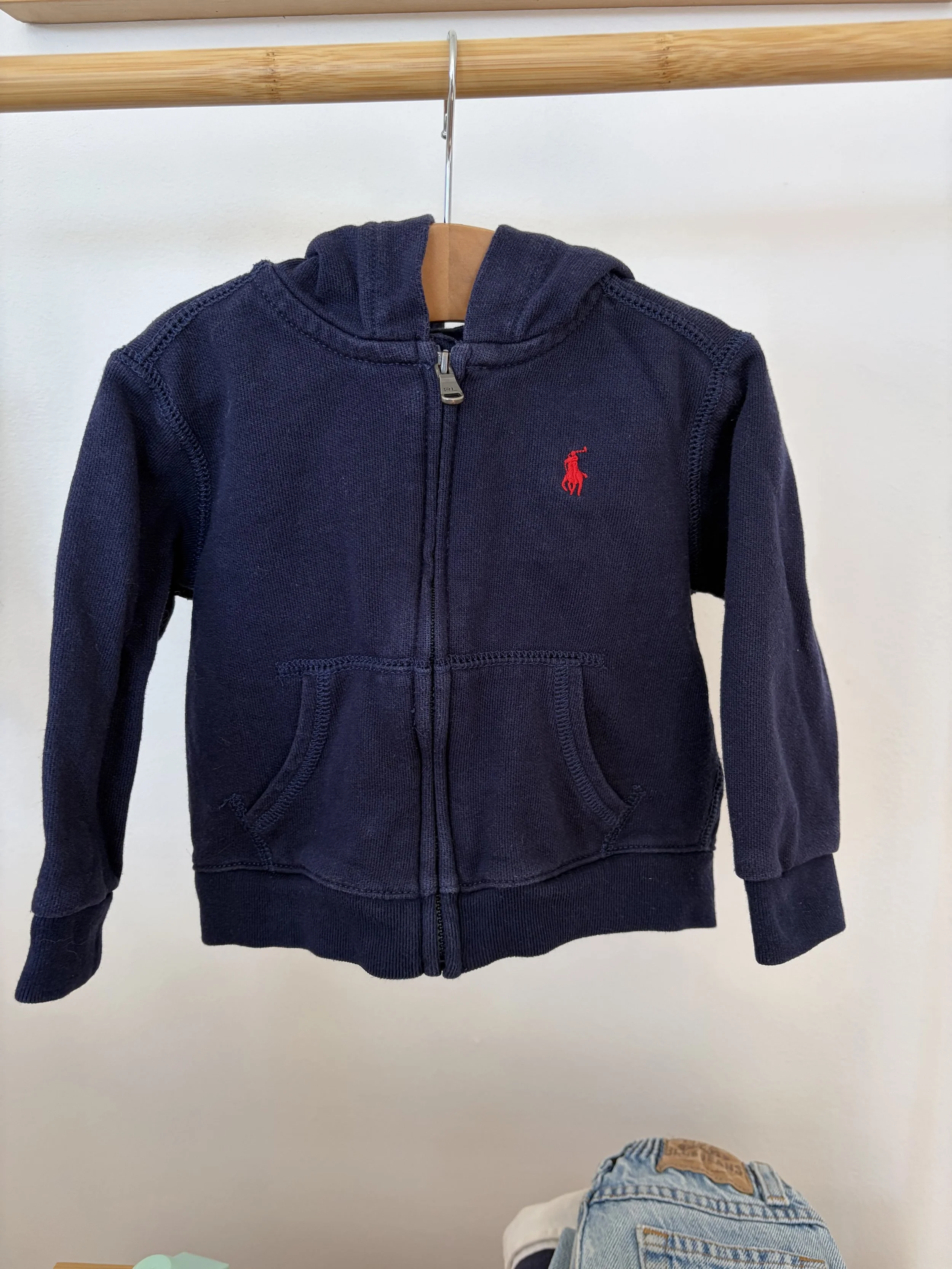 Navy Polo Zip-Up Hoodie