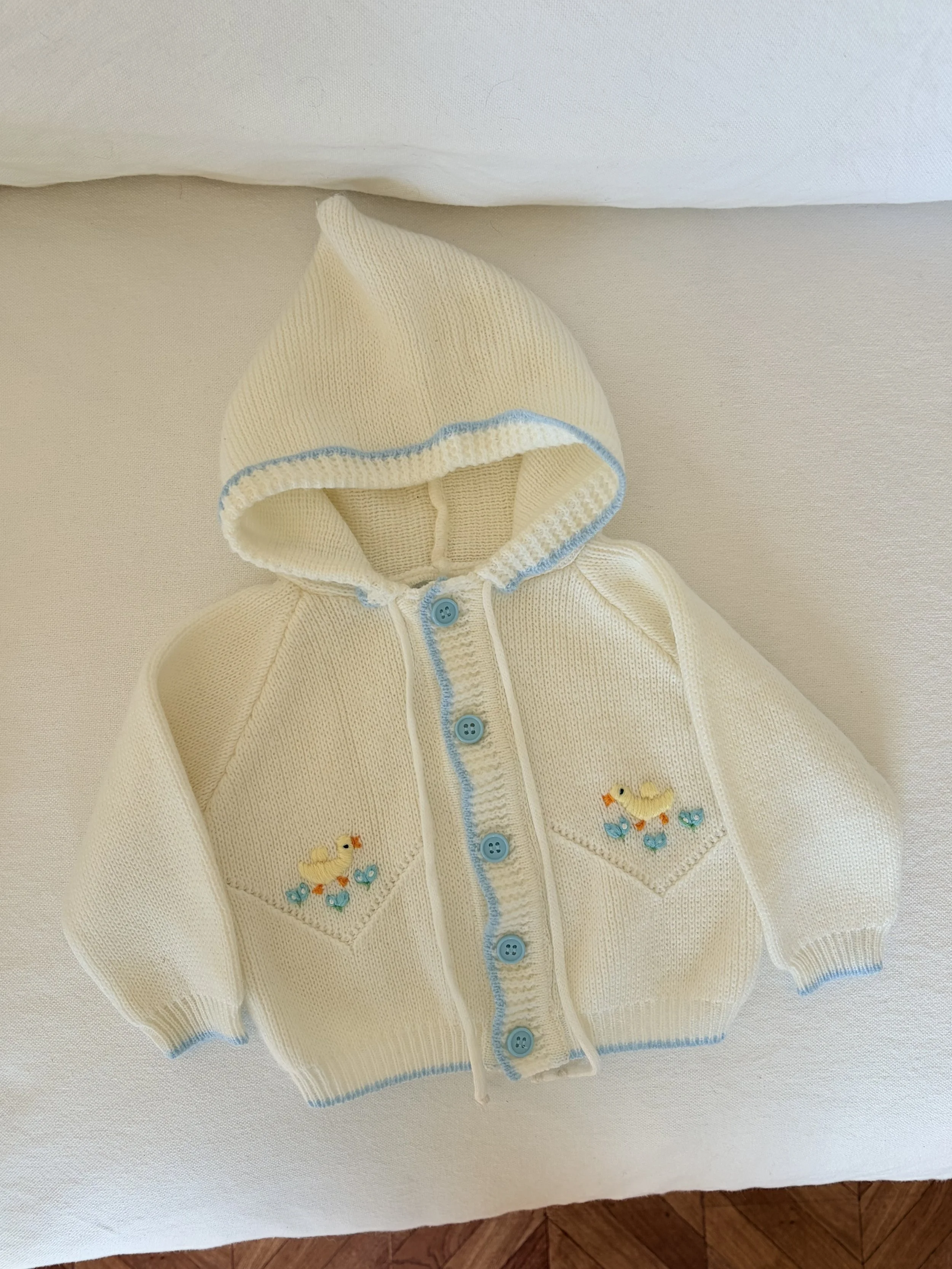 Ivory & Baby Blue Duckie Sweater