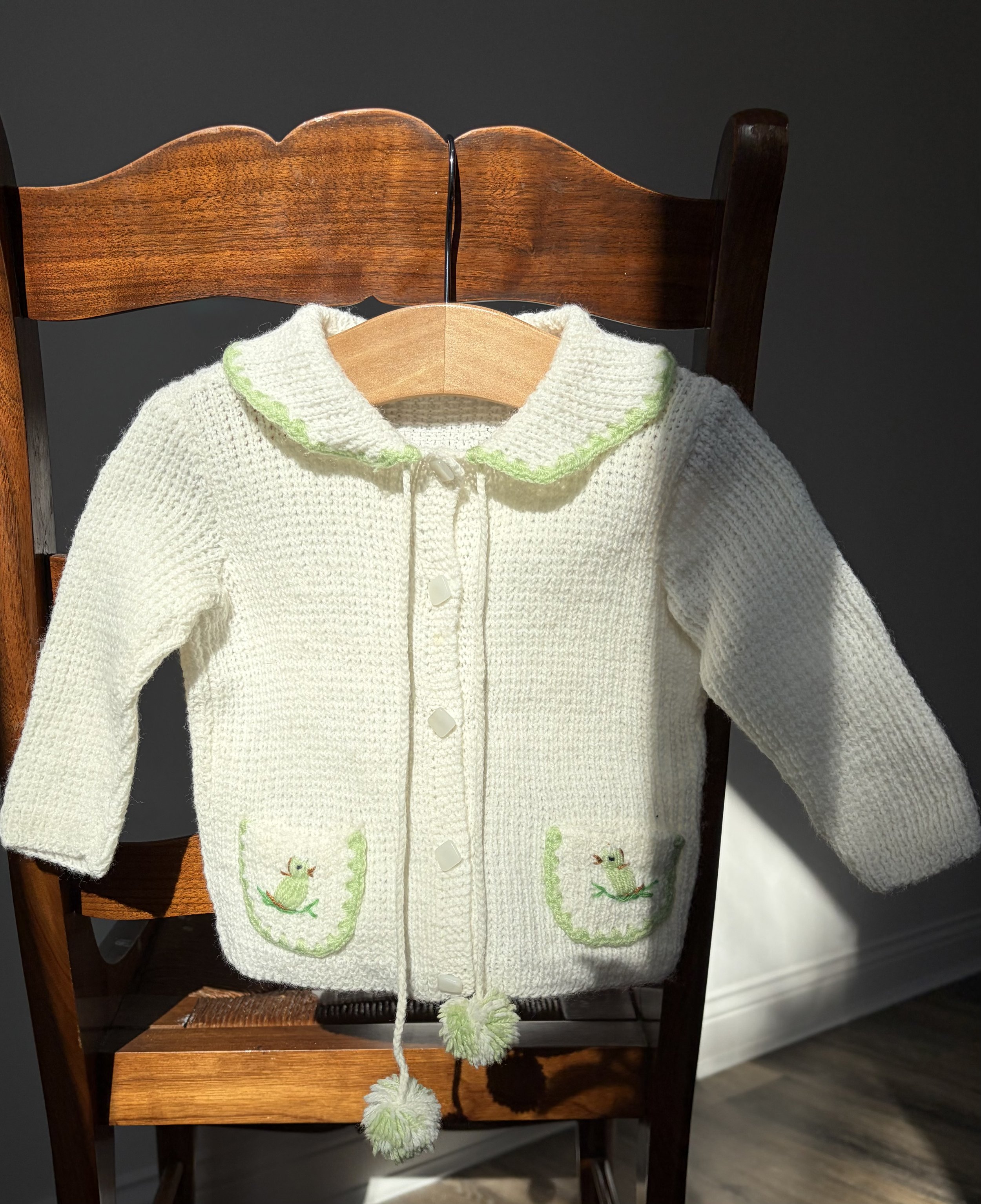 Ivory & Green Birdie Cardigan