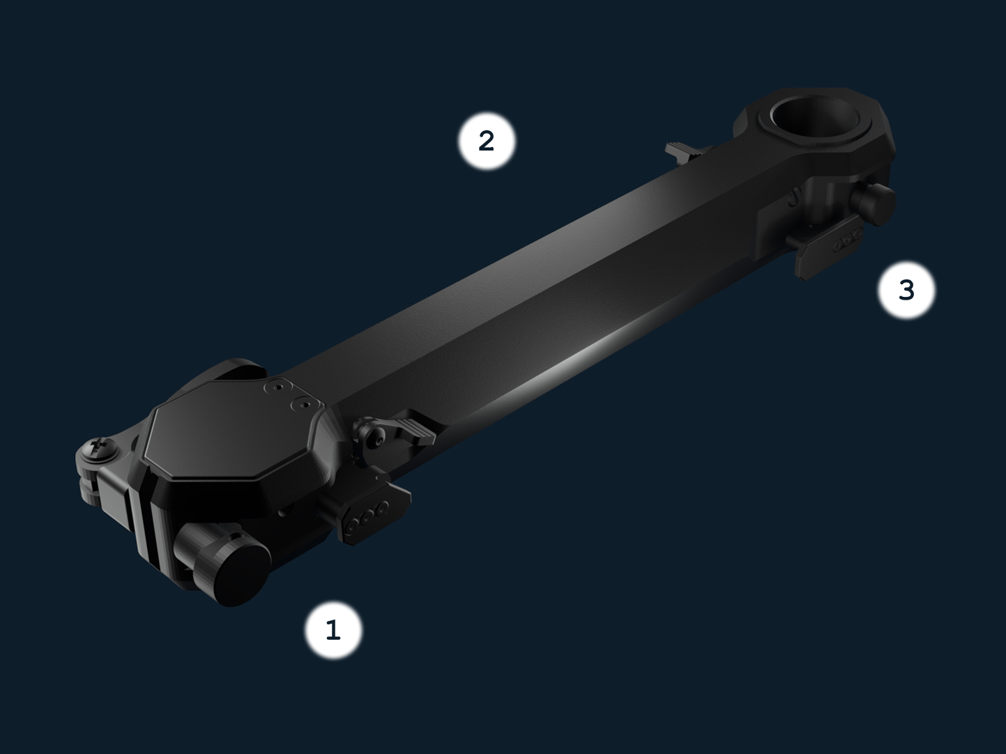 Delta 01 arm with labeled components.