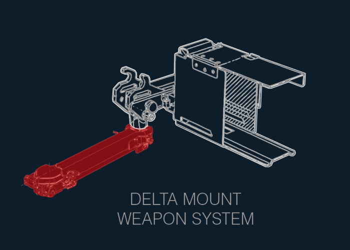 Diagram of Delta Mount Weapon System with a highlighted red component.