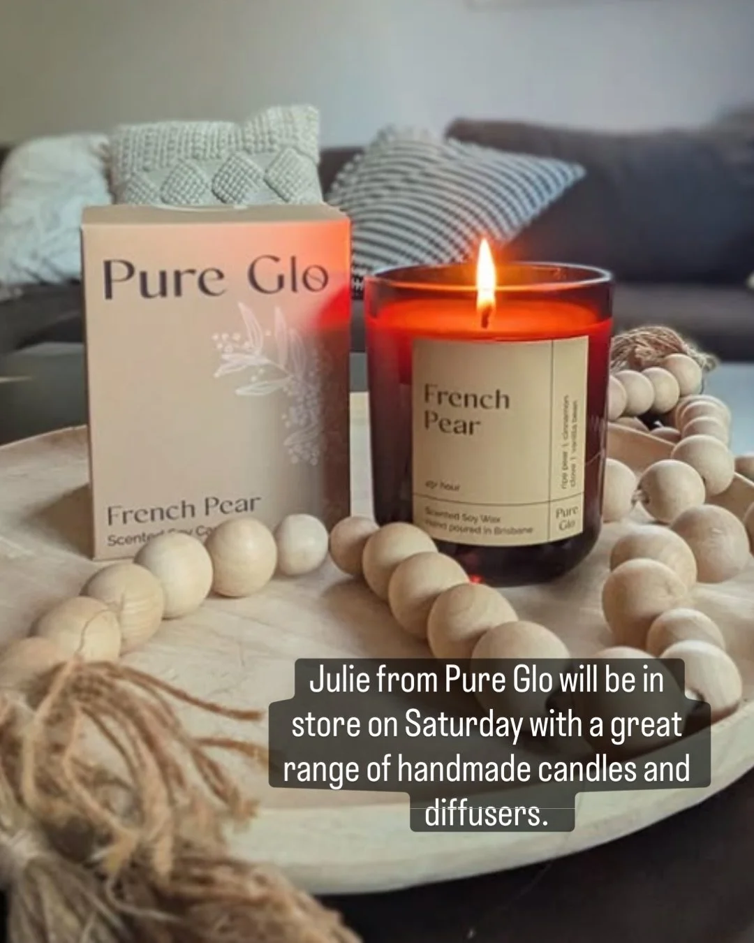 Julie from @pureglosoycandles will be in store on Saturday from 1pm for the Shop Small Saturday at @nookcoffee.com.au .  She will have her full range of scents available!  Come and meet the maker and find the perfect #littlettreat