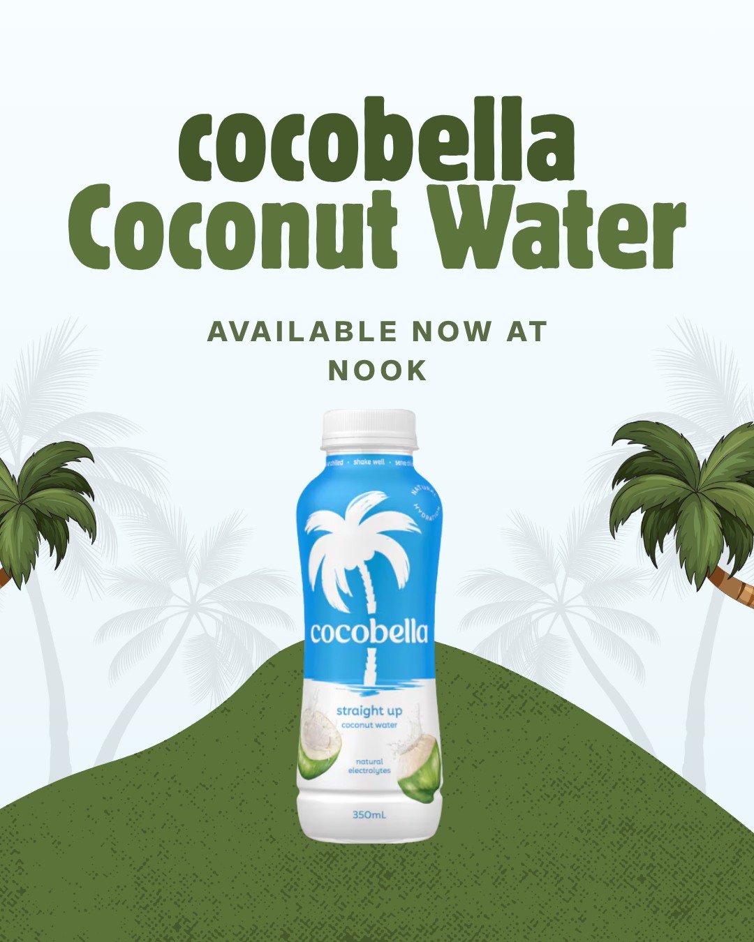 Fresh, simple, and seriously refreshing.

Coconut Water has landed at Nook &mdash; the perfect grab-and-go post-walk pick-me-ups, or when you just need something light and hydrating.

Naturally sweet, super refreshing, and now waiting for you in the 