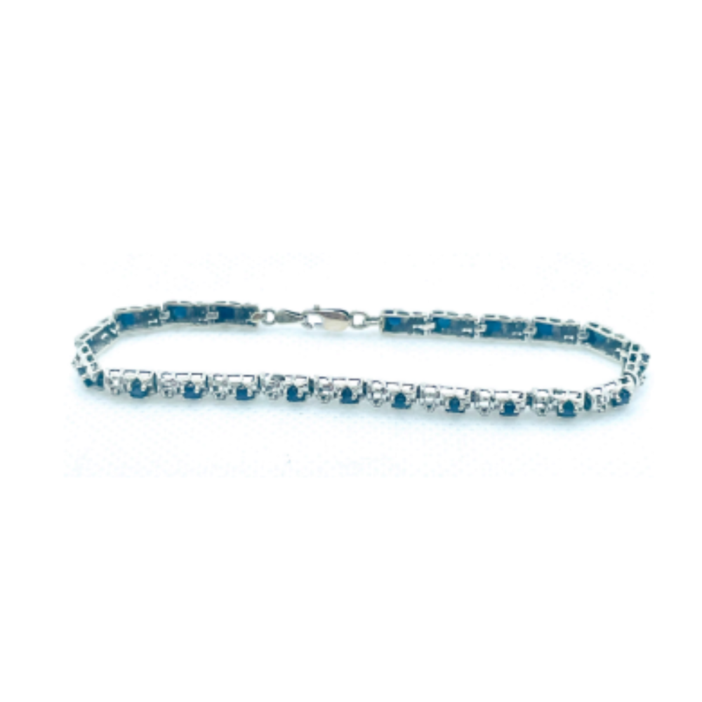 Blue Sapphire & Diamond Link Bracelet