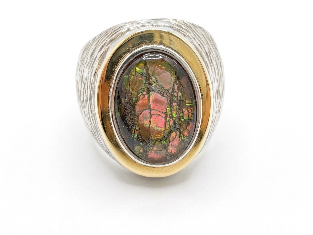 Ammolite Triplet Ring