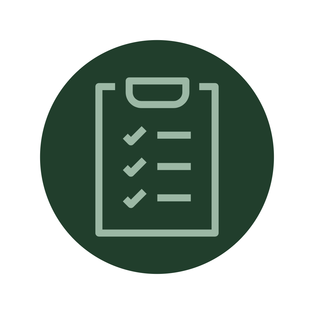 Icon of a clipboard with checkmarks indicating completed tasks.