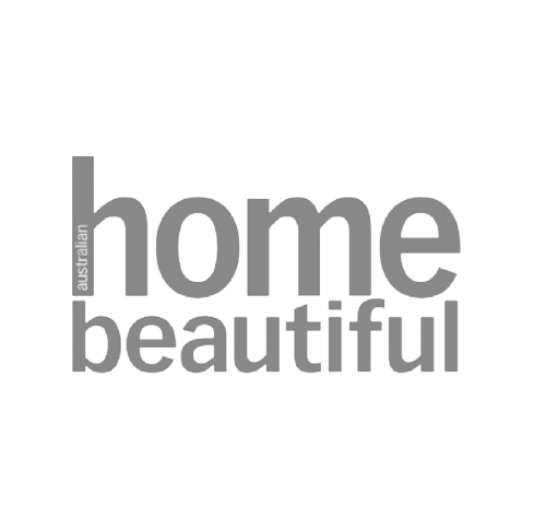 Text design with the words 'australian home beautiful' in gray on a black background, with 'australian' written vertically beside 'home' and 'beautiful' underneath.