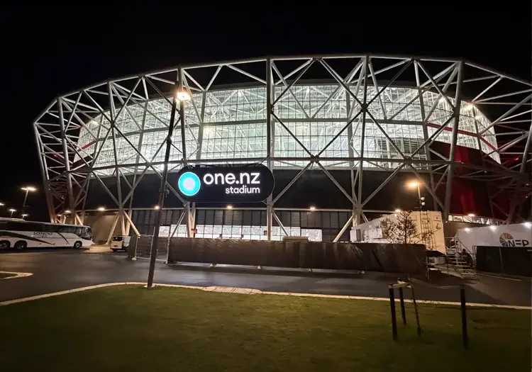 One New Zealand Stadium at night, Christchurch, New Zealand