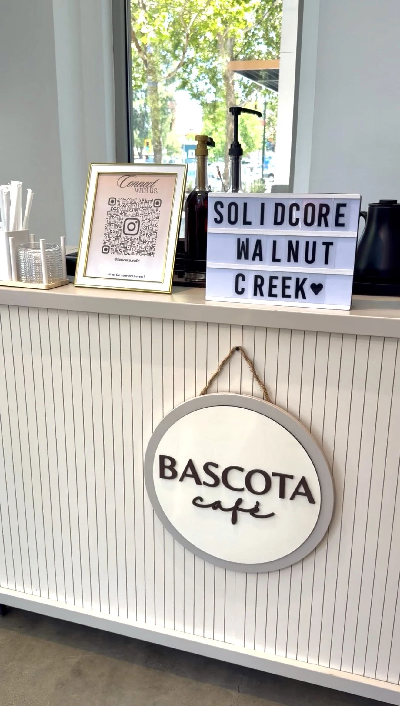 Bascota specialty coffee cart serving handcrafted espresso and matcha at a Solid Core pop-up event in the Bay Area