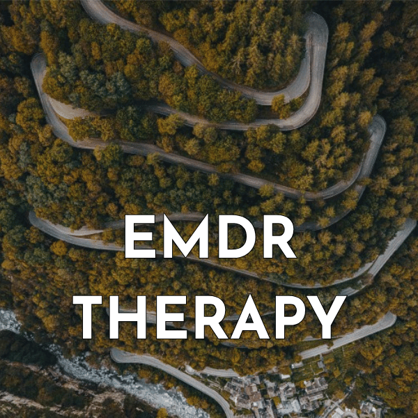 Photo of a winding road in a forest. This is also a button to click to go the EMDR Service page.