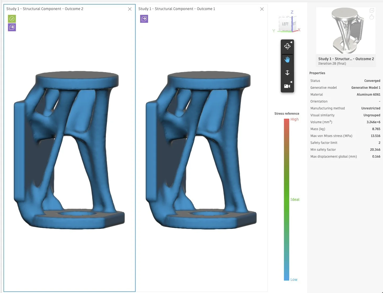 Generative design material comparison, enlarged