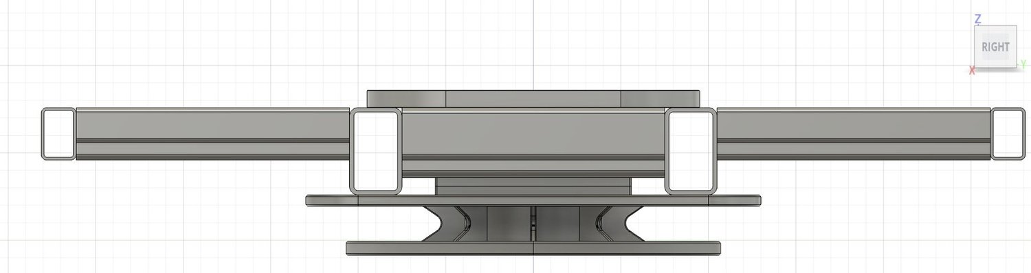 Front profile view of the platform frame without decking