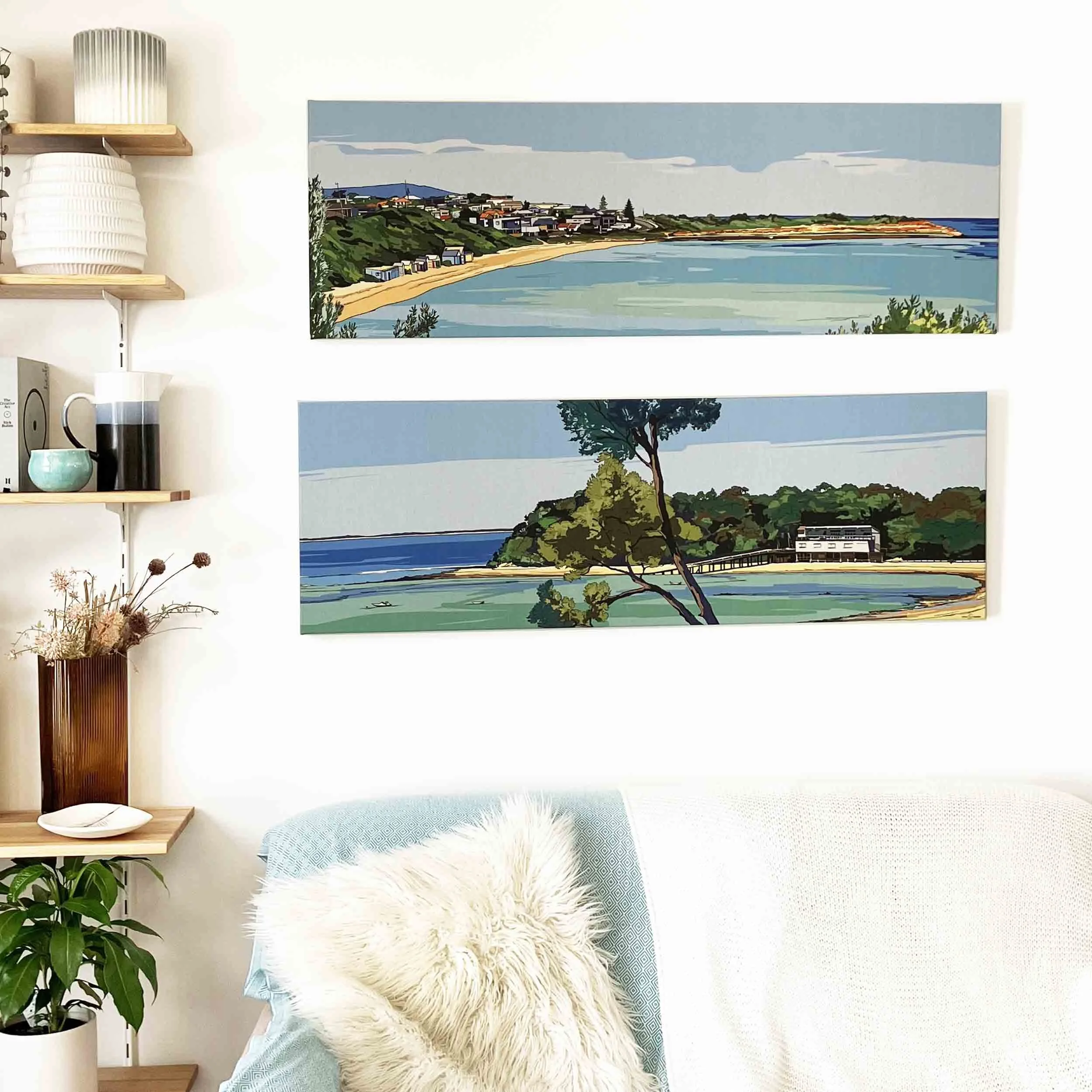 colourmeadow fishermans beach and point leo panoramic canvas.jpg