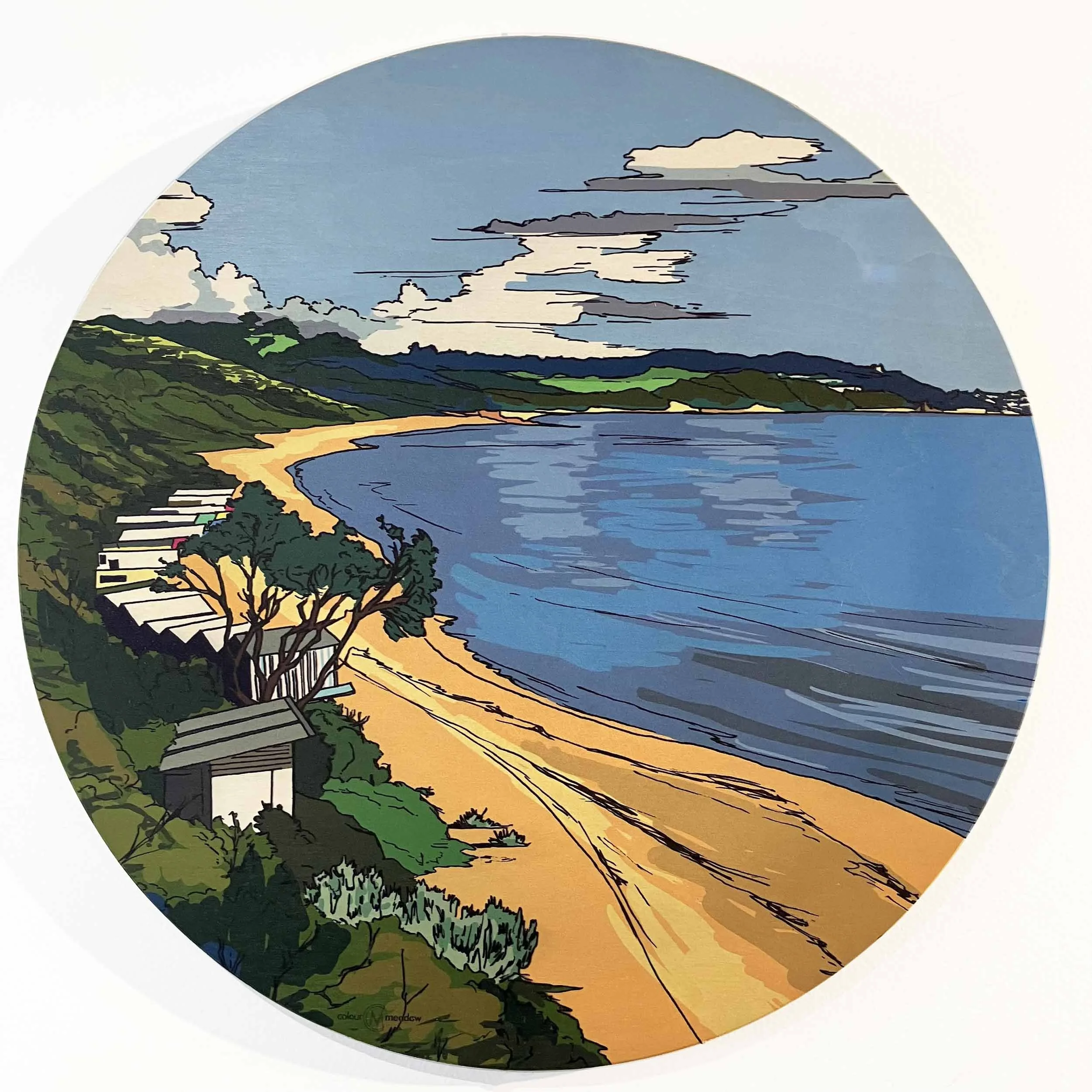 colourmeadow Moondah Beach circle wood print front.jpg