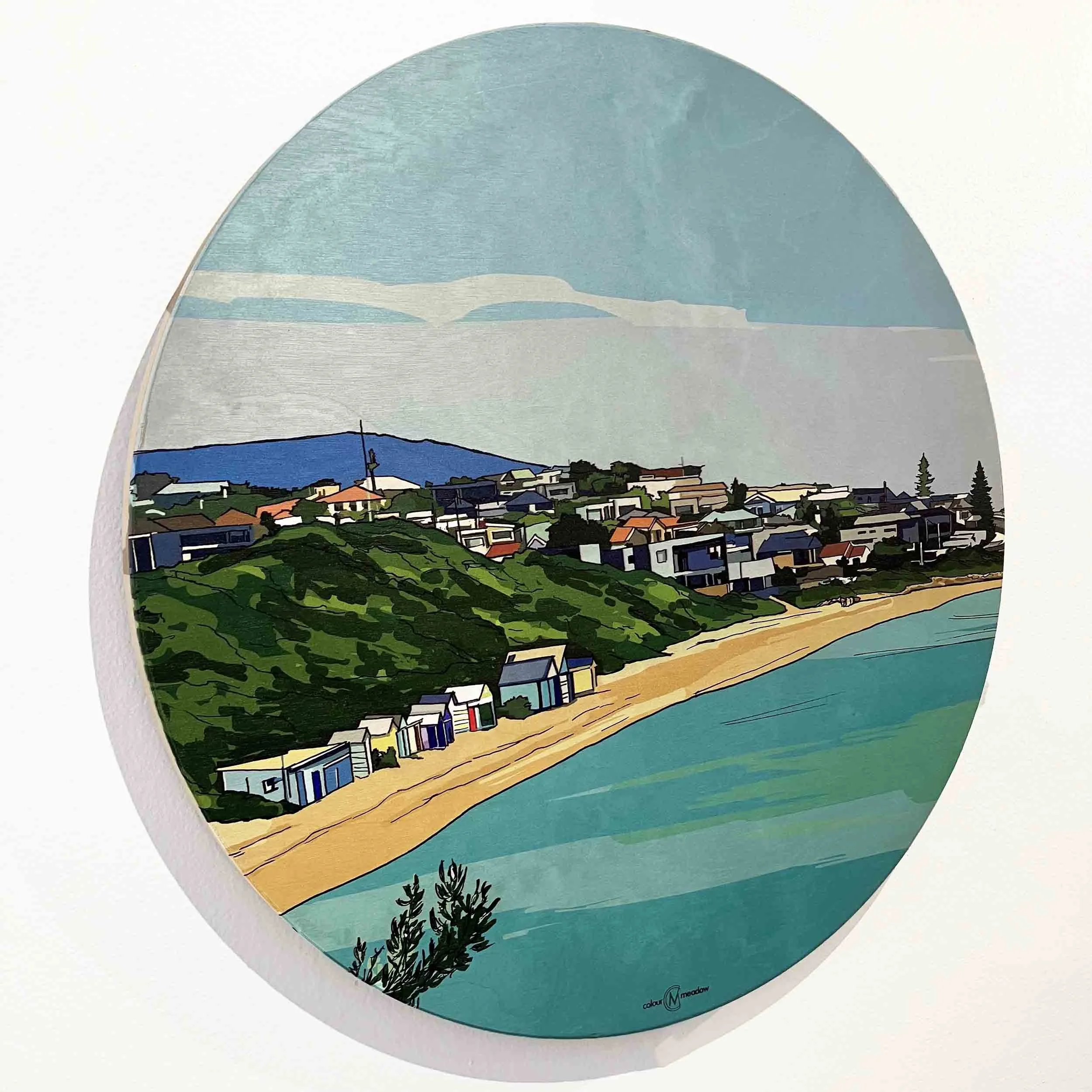 colourmeadow fishermans beach mornington circle wood print side.jpg