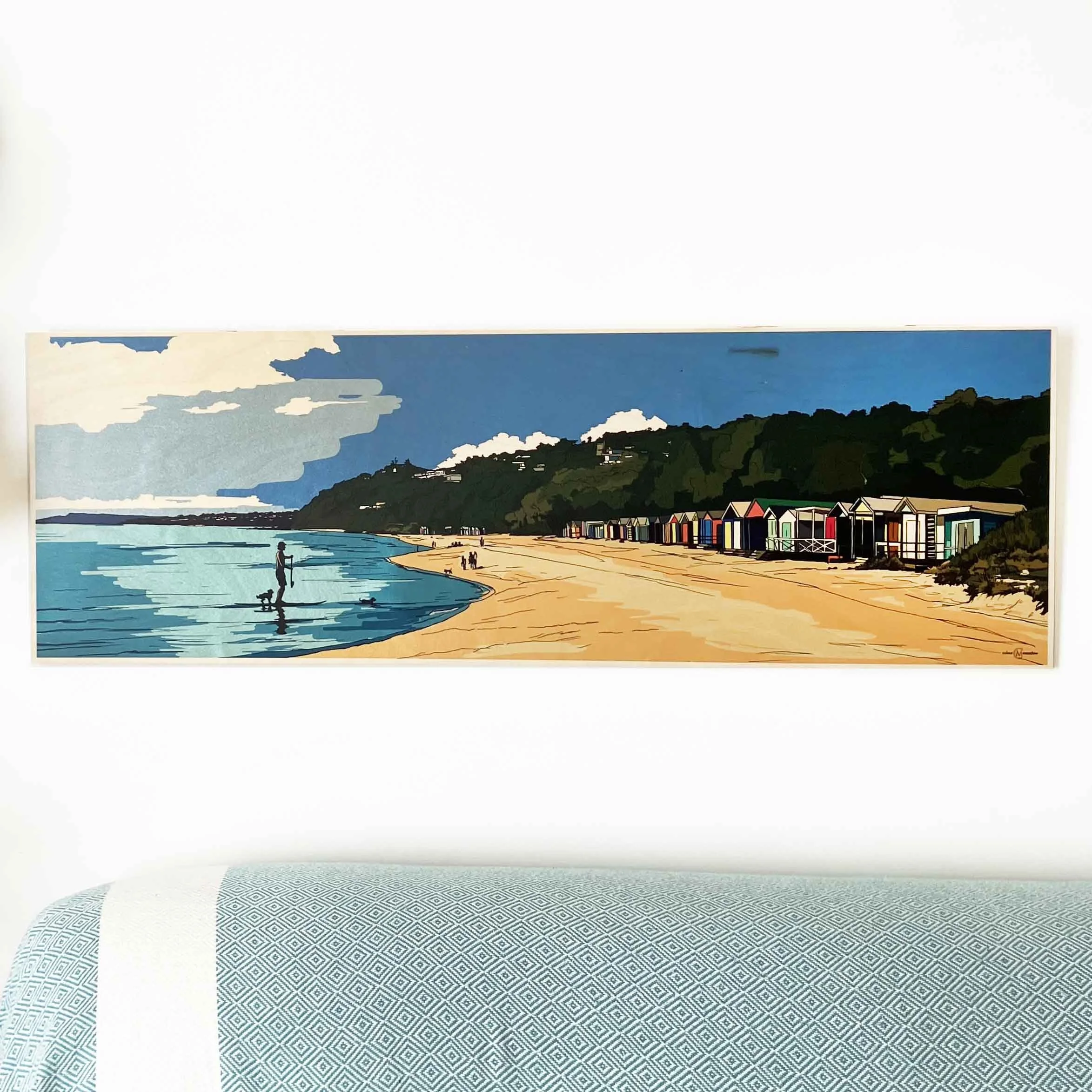 Colourmeadow Mills Beach Mornington Pano Wood Print front sq.jpg
