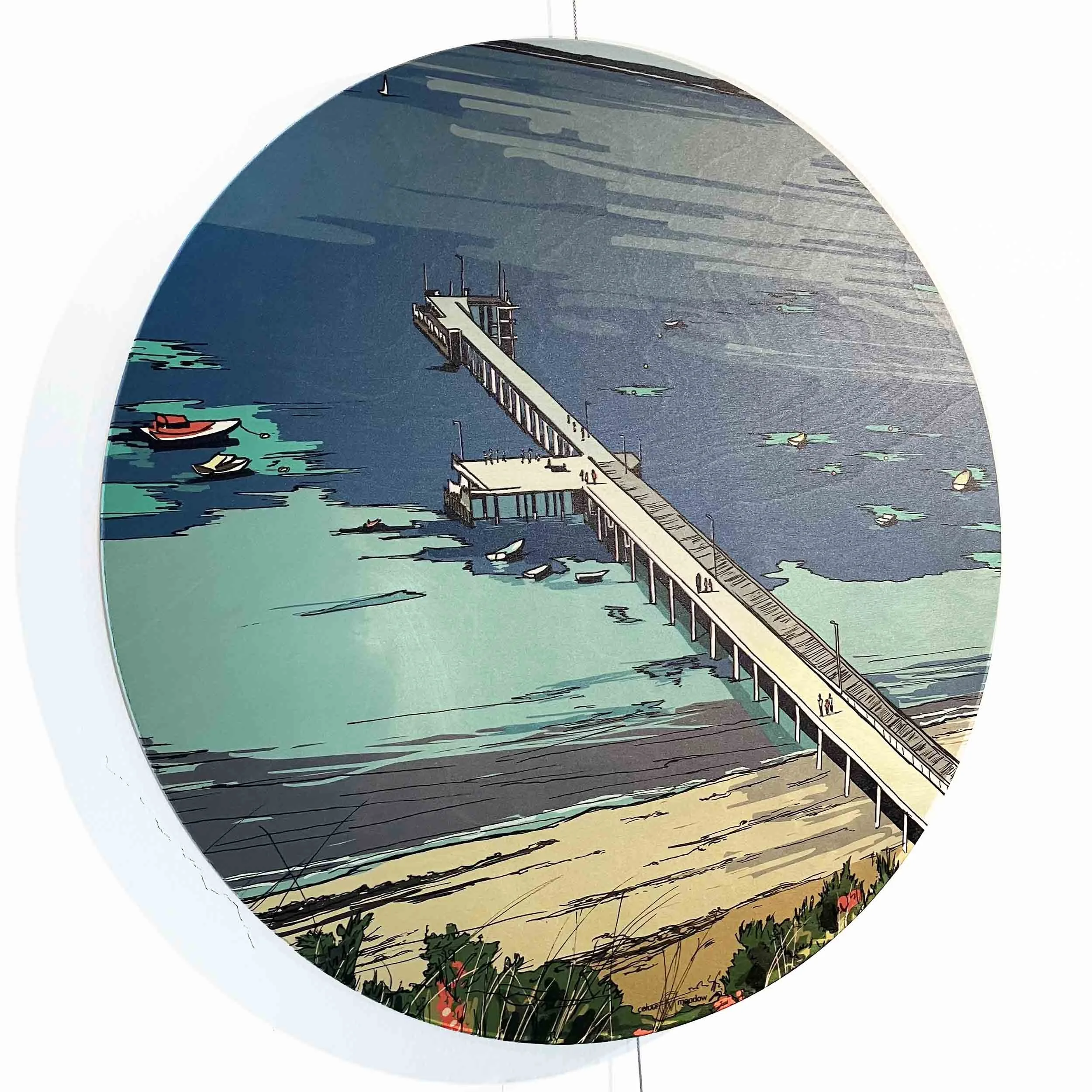 colourmeadow Flinders Pier Circle Wood Print side.jpg