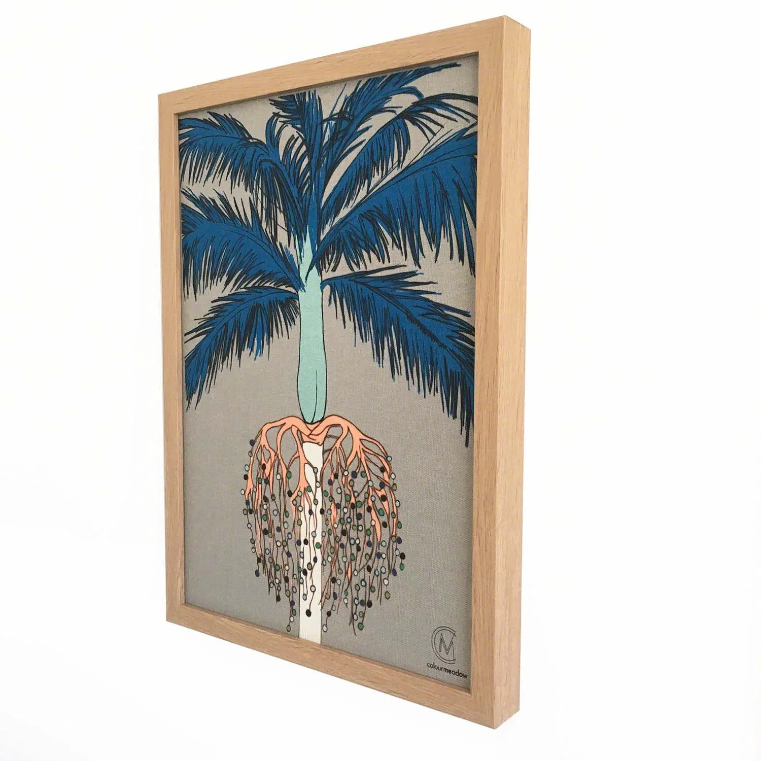 colourmeadow Blue Palmtree Linen Print side.jpg