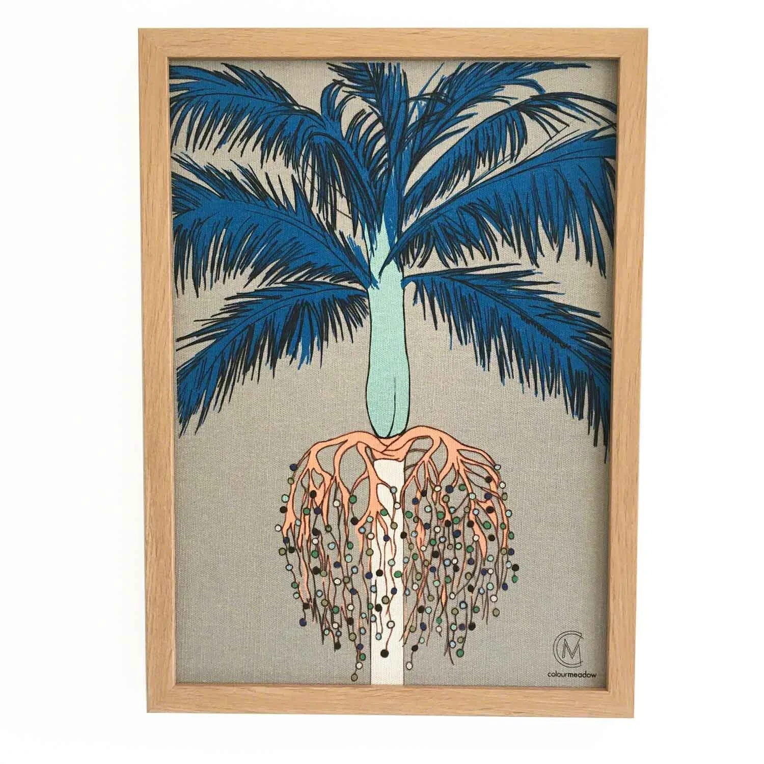 colourmeadow Blue Palmtree Linen Print.jpg
