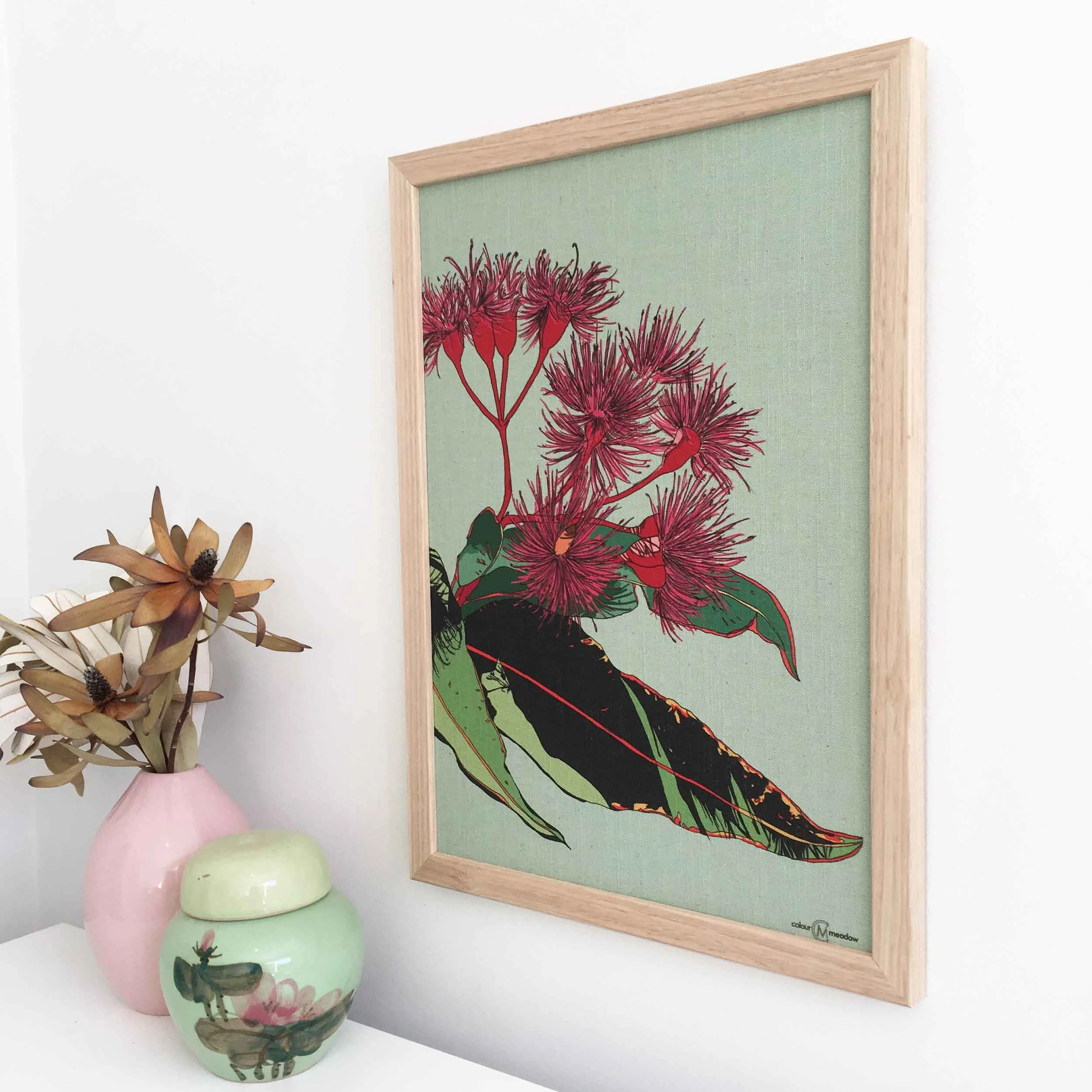 colourmeadow gum flowers linen print side.jpg