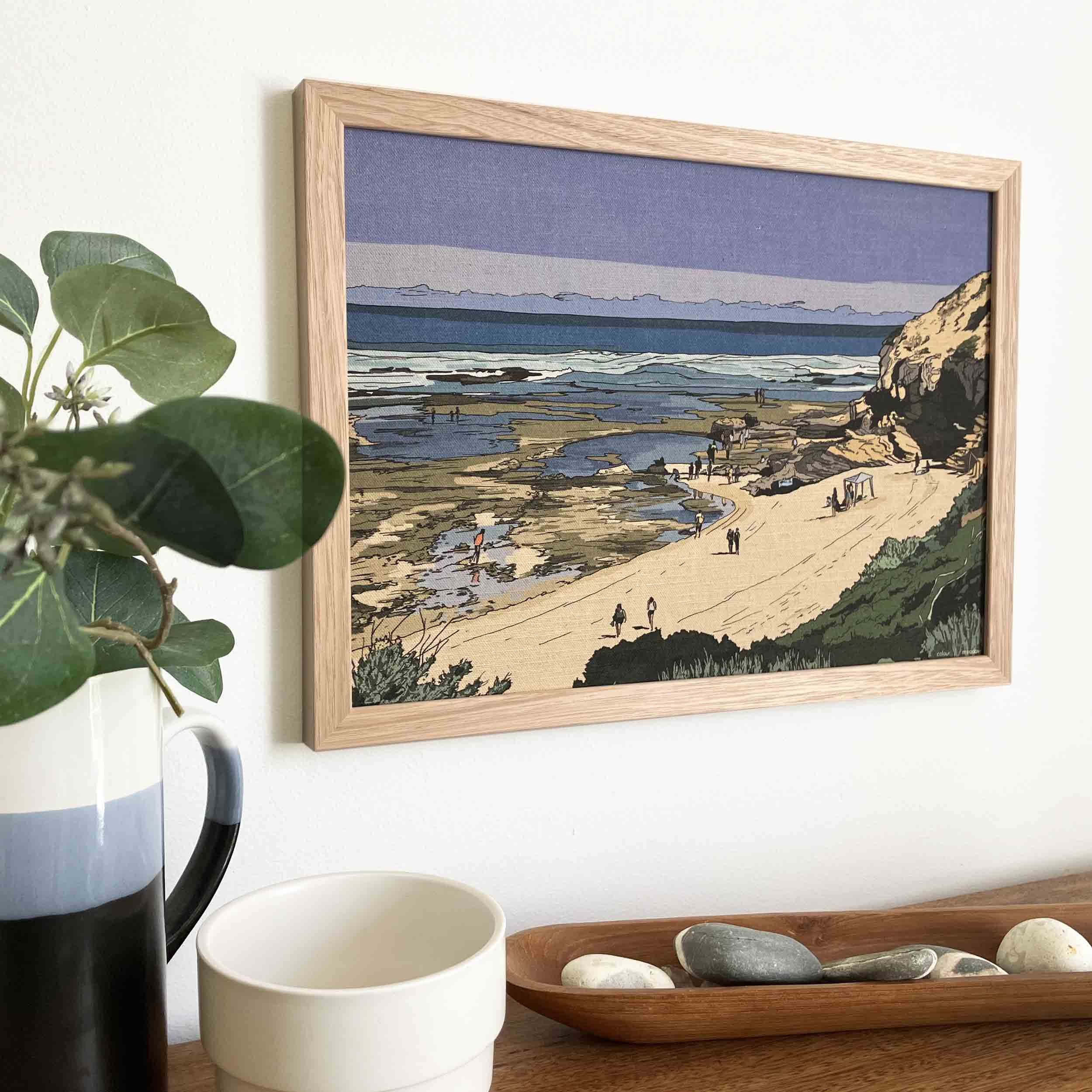 colourmeadow sorrento rock pools linen print side.jpg