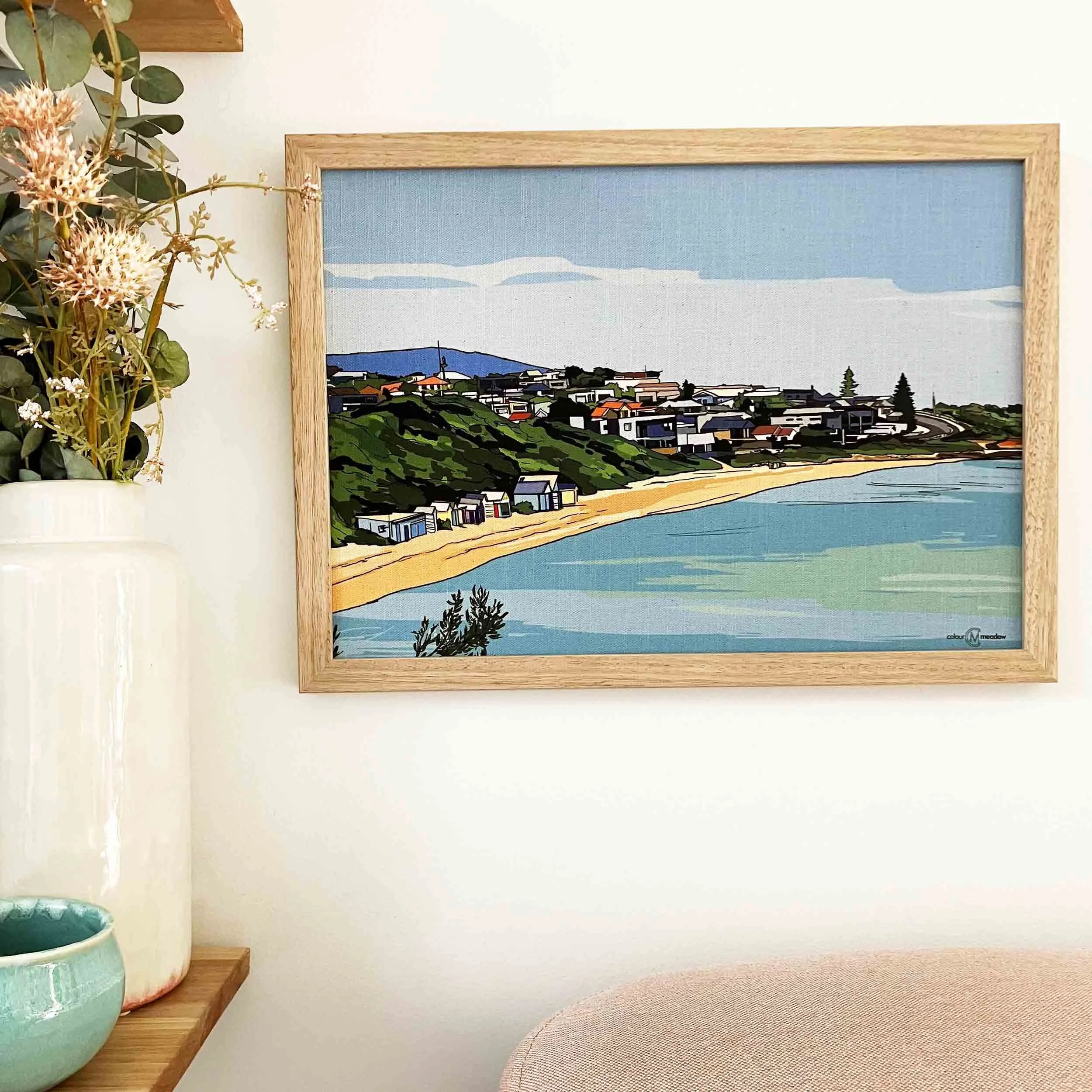 colourmeadow fishermans beach mornington a3 linen print front.jpg