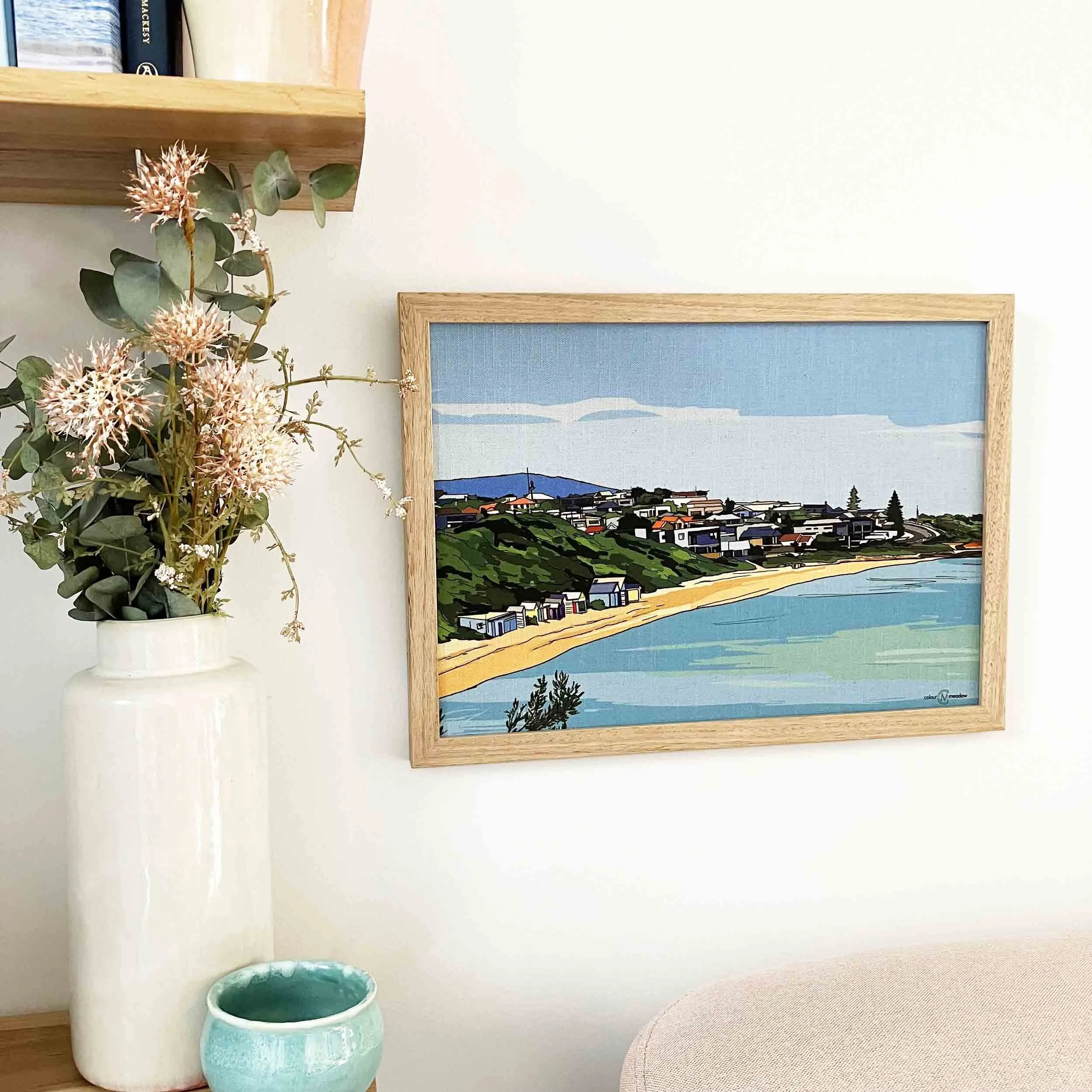 colourmeadow fishermans beach mornington a3 linen print side.jpg