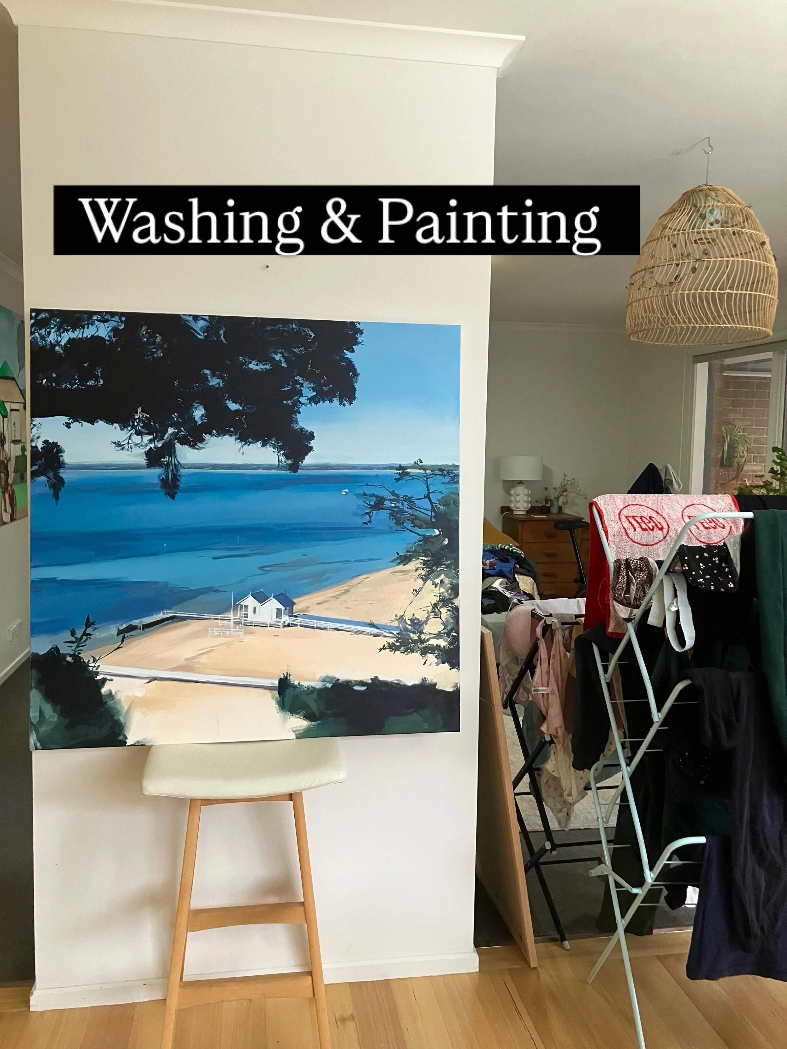 A weekend of washing &amp; painting perfectly illustrated in this photo featuring my next Sorrento painting in progress just like the washing 😂 #colourmeadow #jillmcfarlaneart #sorrentovictoria #millionaireswalksorrento #mountelizaartist
