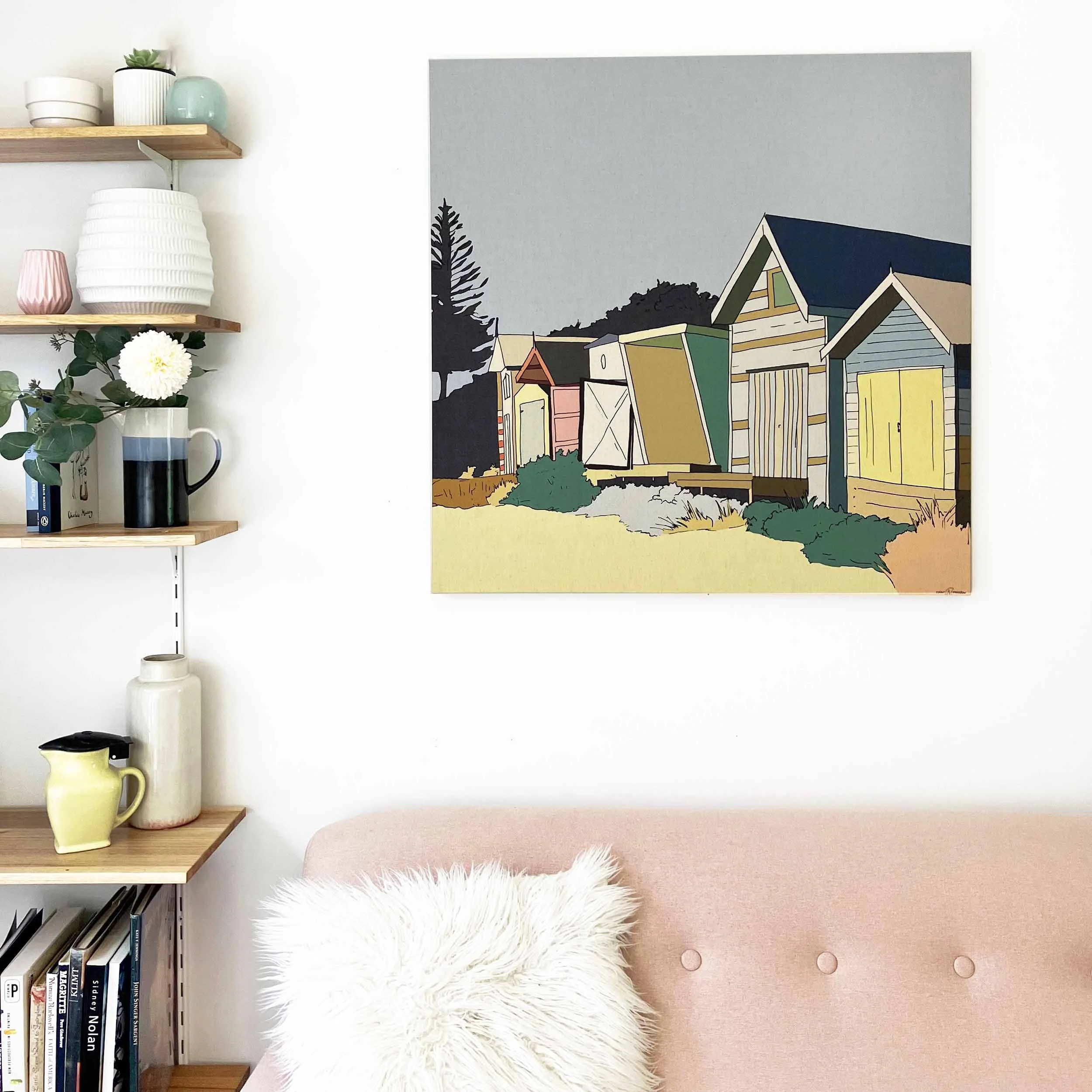 Mount Eliza Beach Huts Square Canvas