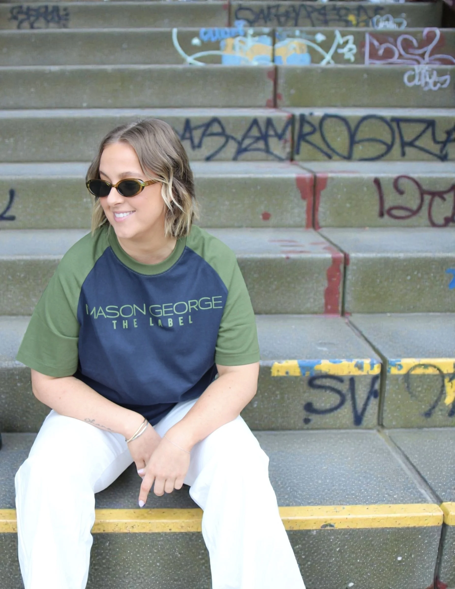 Retro Raglan Tee - Navy/Green