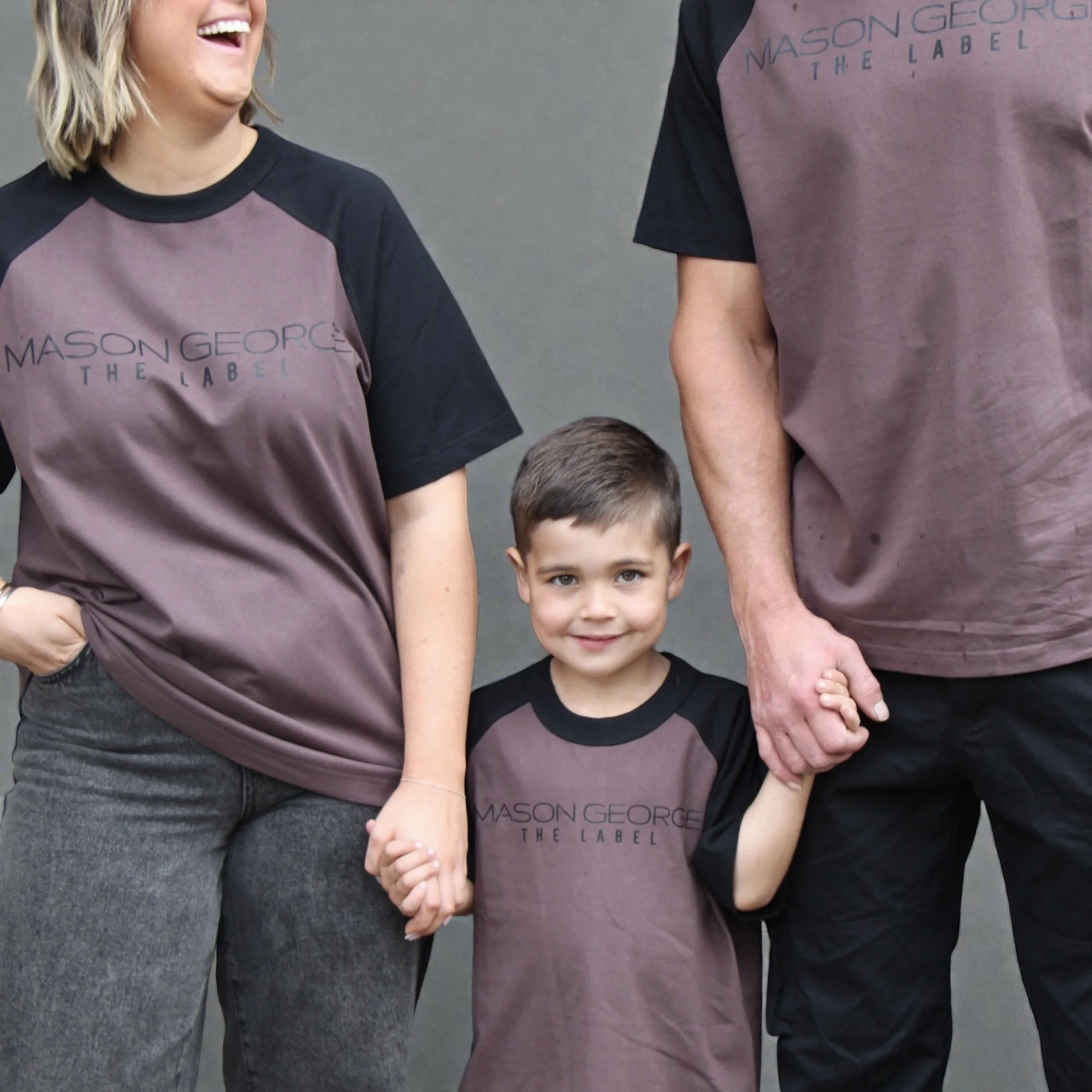 Retro Raglan Kids Tee - Chocolate/Black