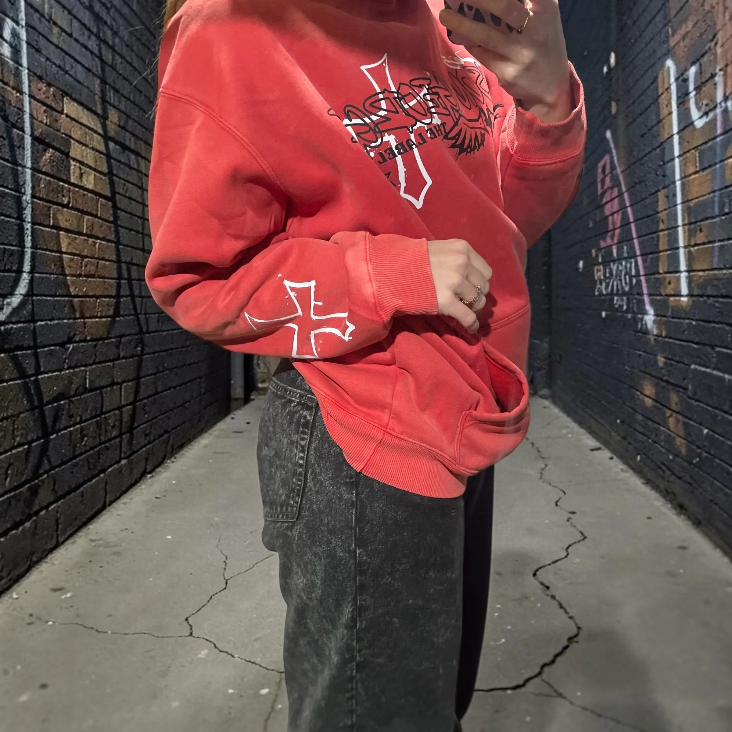 Red Washed Retro Hoodie