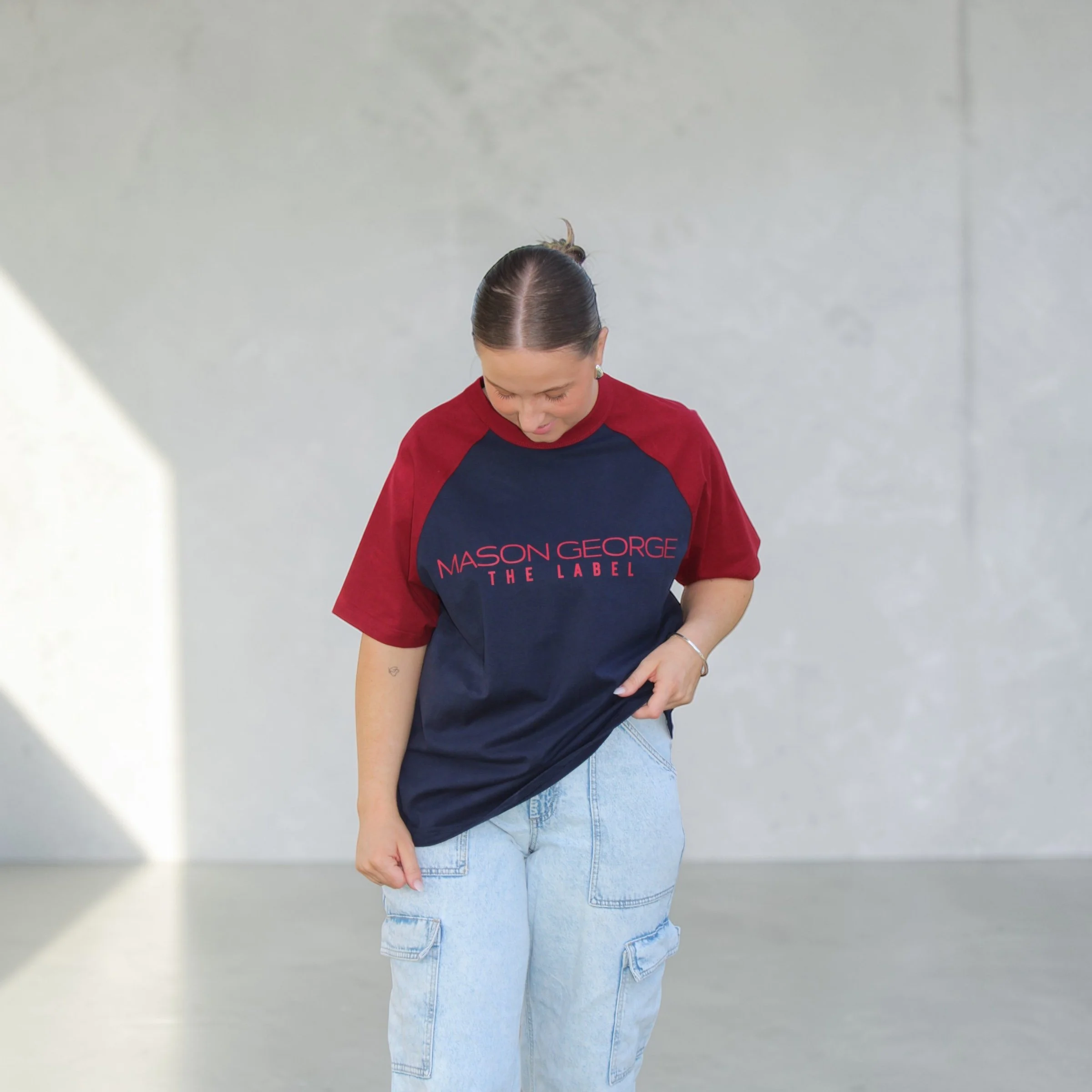 Retro Raglan Tee - Navy/Red