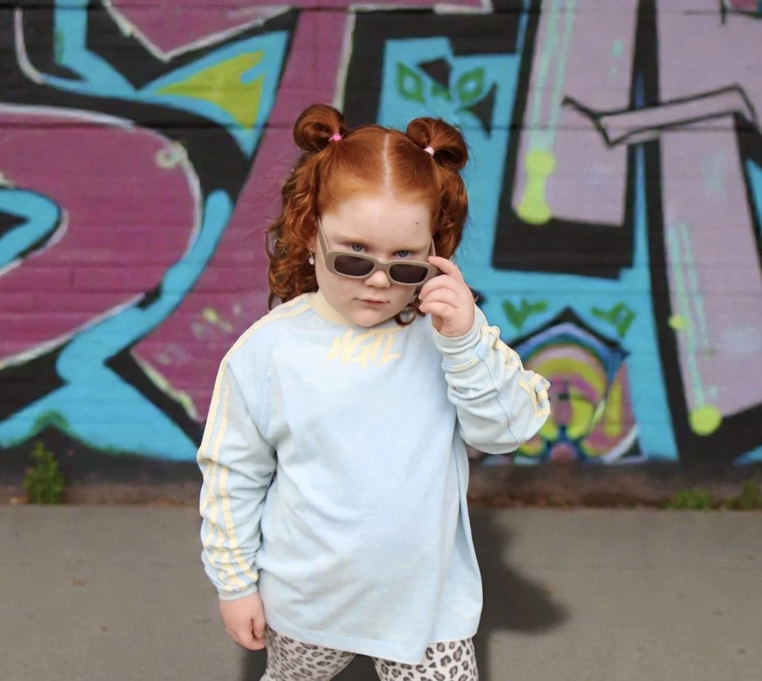 Kids Vintage Stripe Long Sleeve Tee - Washed Baby Blue