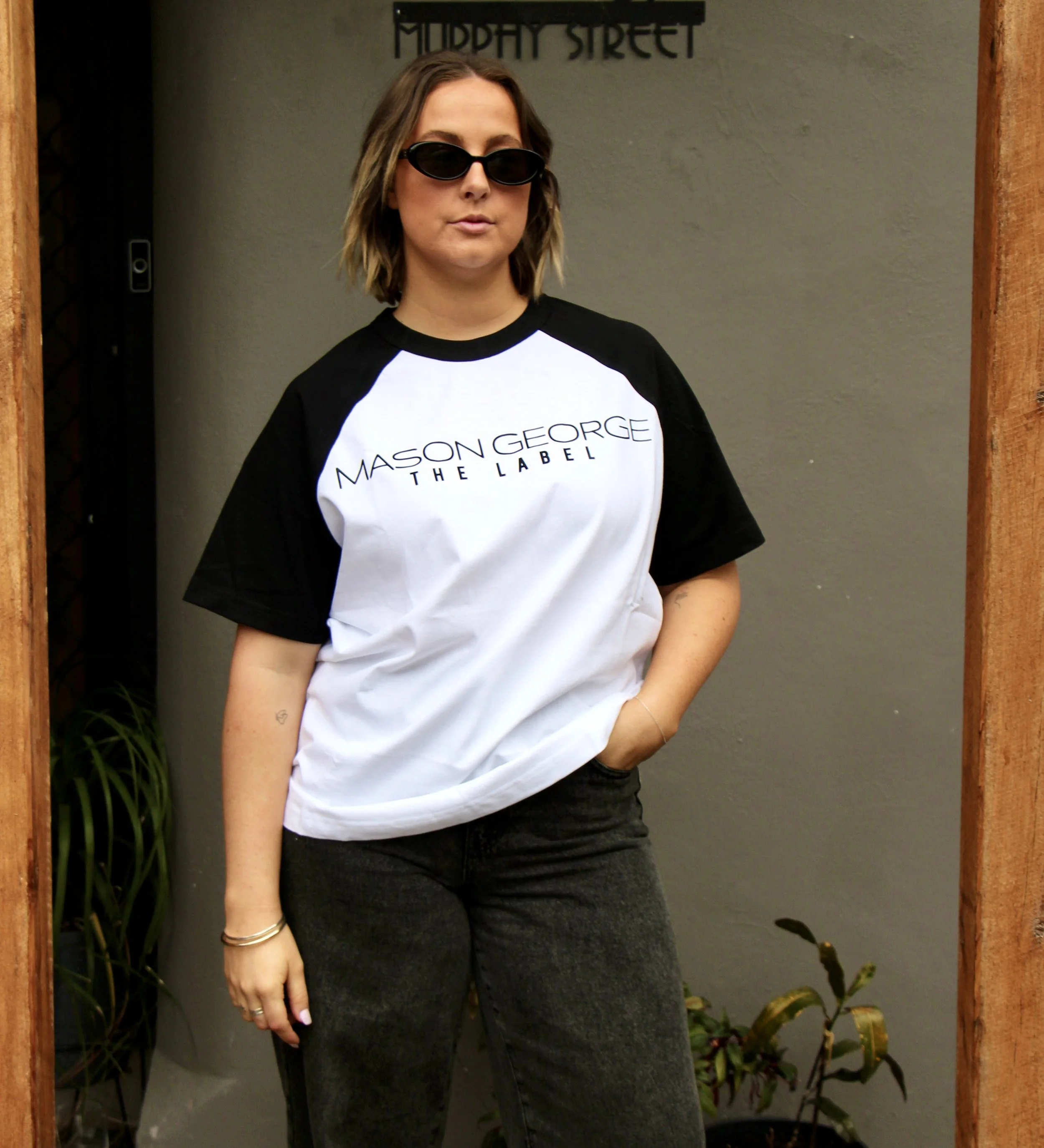 Raglan Retro Relaxed Tee - White/Black