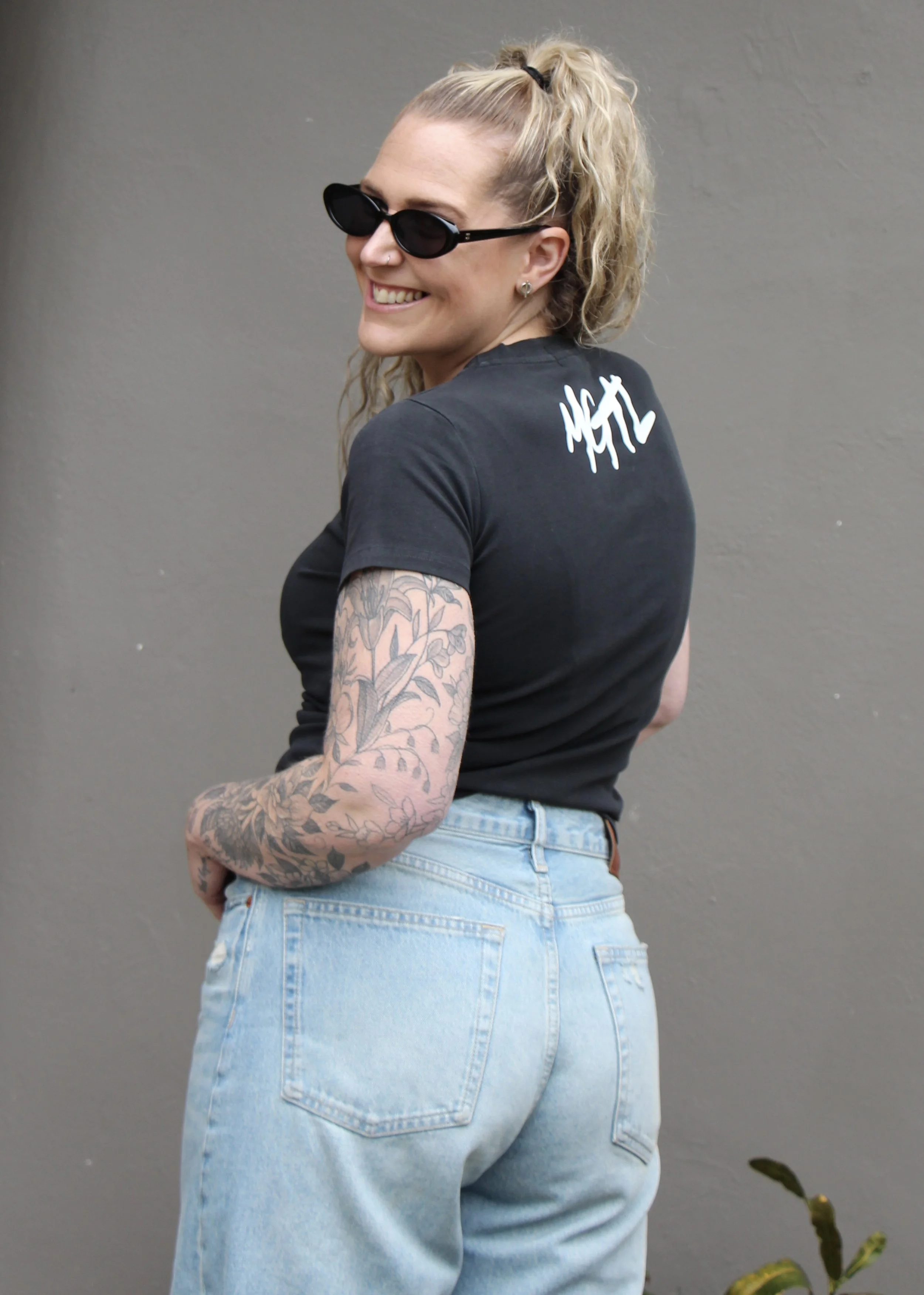 Women's Cropped Tee - Washed Black