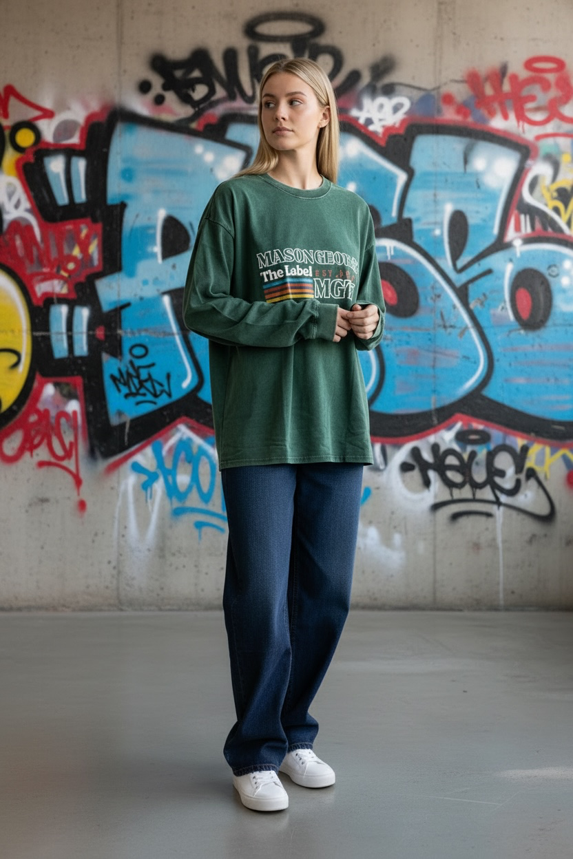 Acid Wash Retro Long Sleeve Tee