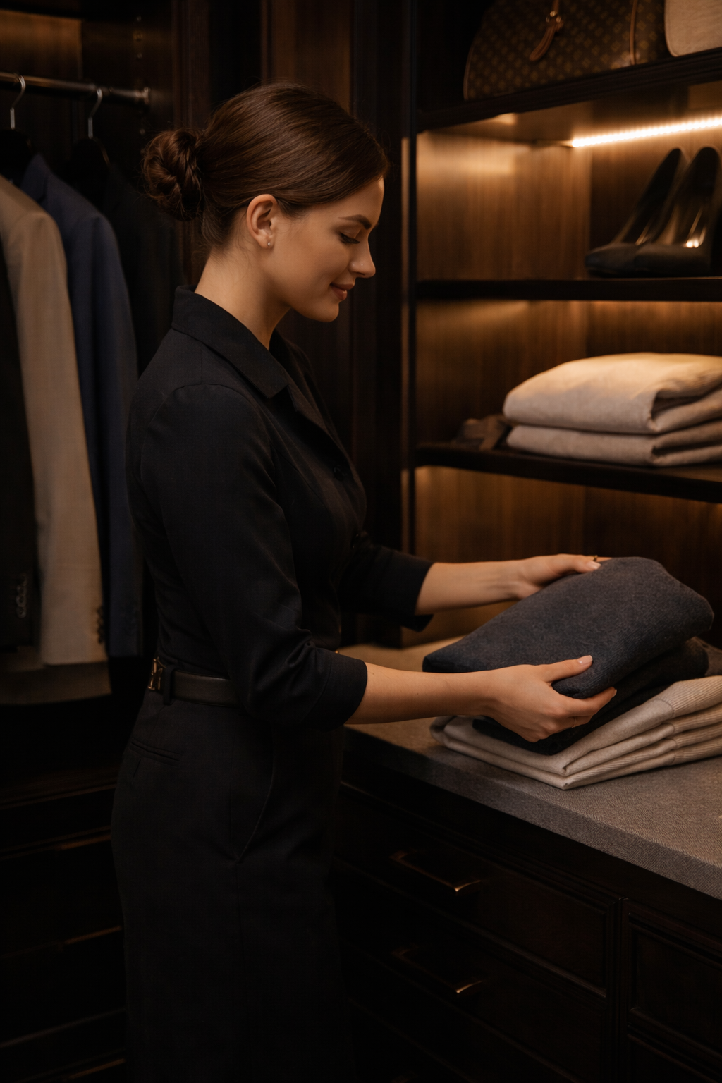 Alhara lady folding clothes